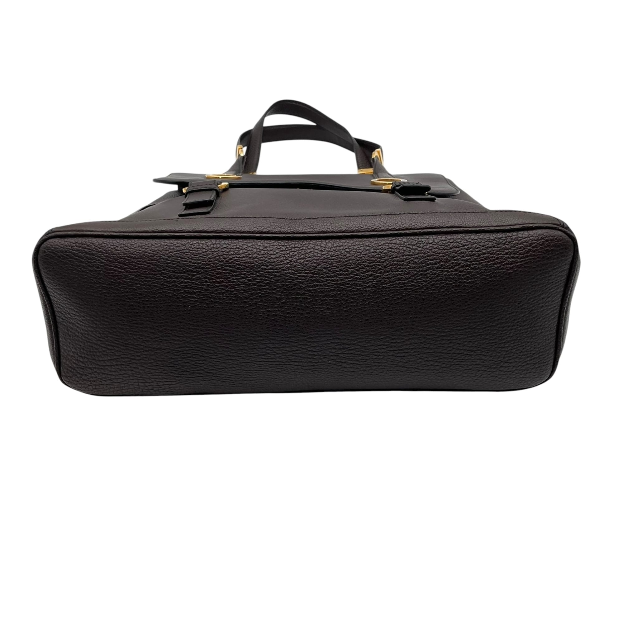 Bvlgari Dark Brown Leather Handbag Tote Bag (Pre-Owned)