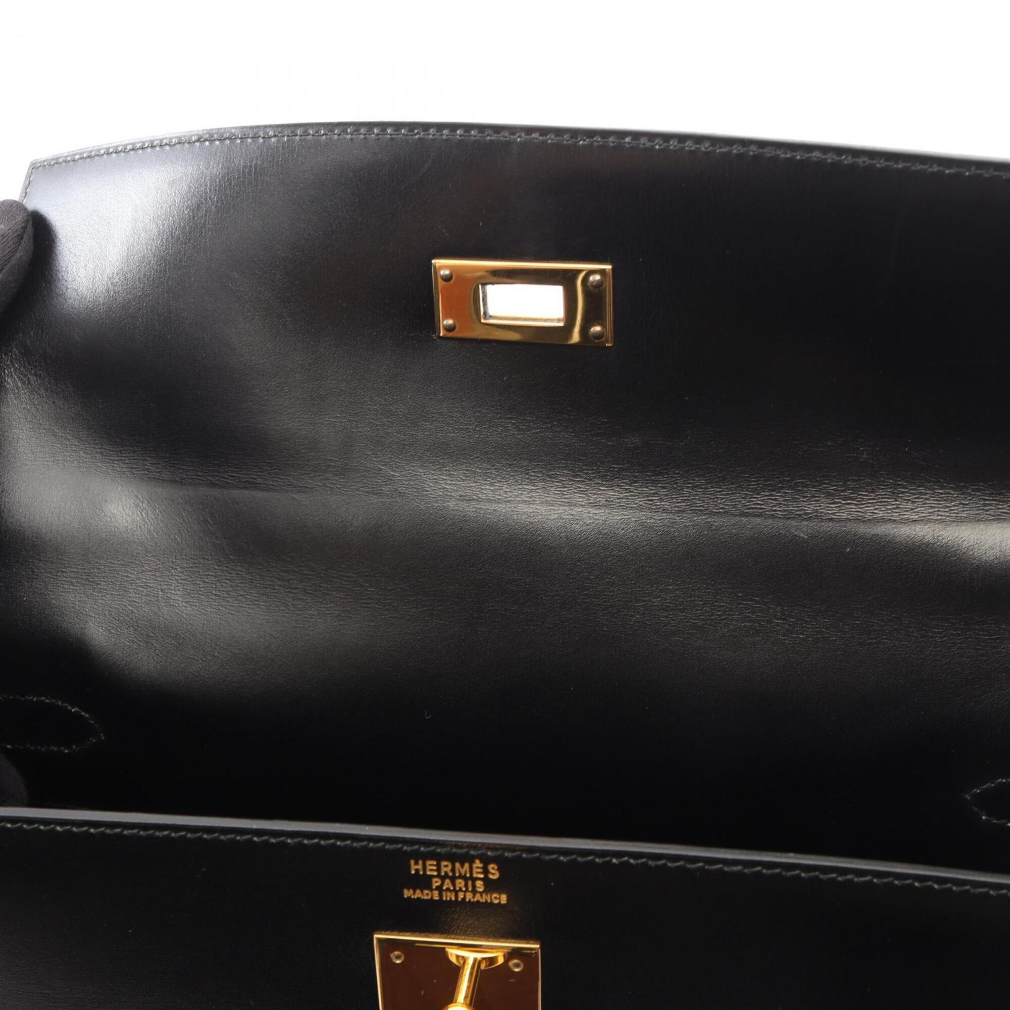 Hermes Black Box Calf Leather Handbag (Pre-Owned)