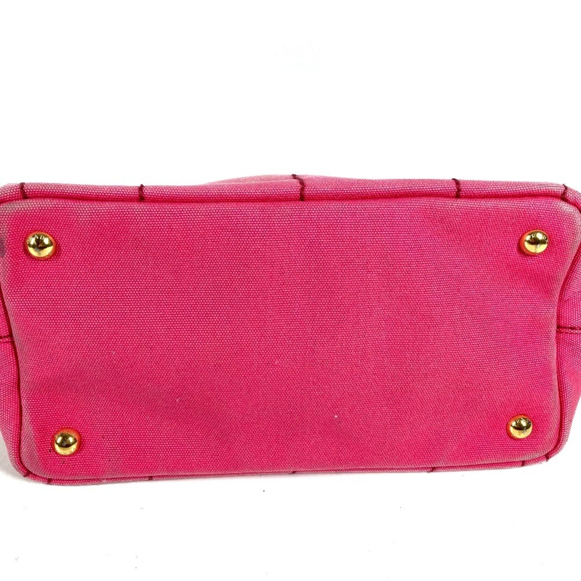 Prada Canapa Pink Canvas Handbag Shoulder Bag Tote Bag (Pre-Owned)