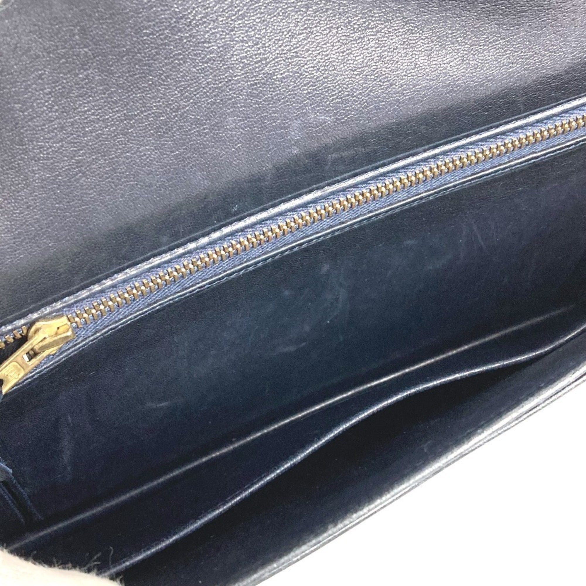Hermes Navy Box Calf Leather Clutch Bag Shoulder Bag (Pre-Owned)