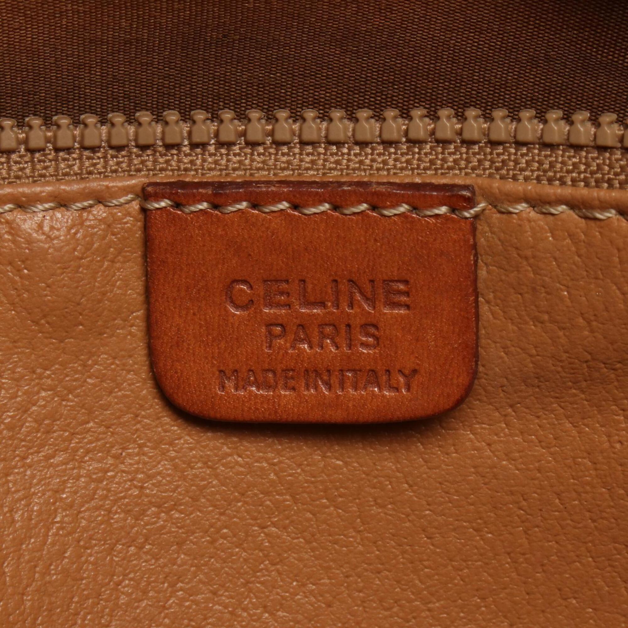 Celine Brown Coated Canvas Leather Handbag Shoulder Bag (Pre-Owned)