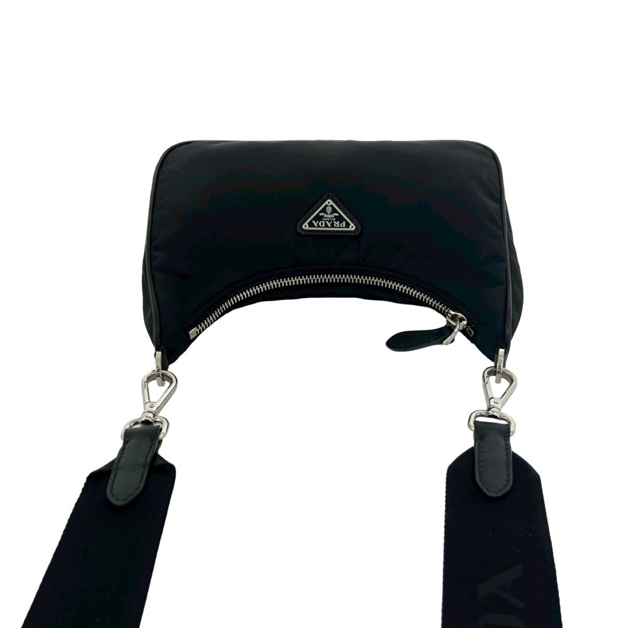 Prada Black Nylon Leather Pochette Pouch Shoulder Bag (Pre-Owned)