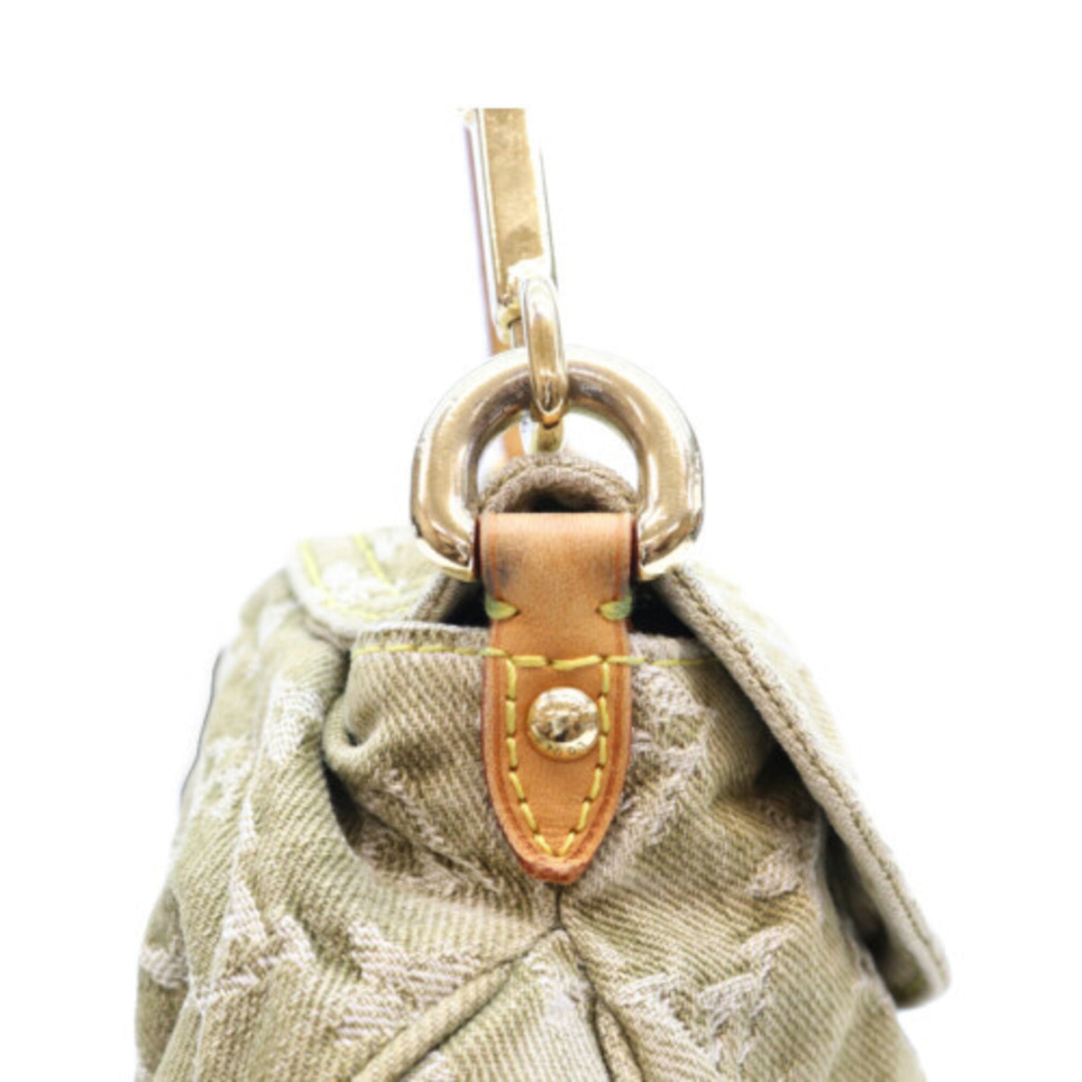 Louis Vuitton Beige Green Monogram Denim Handbag (Pre-Owned)