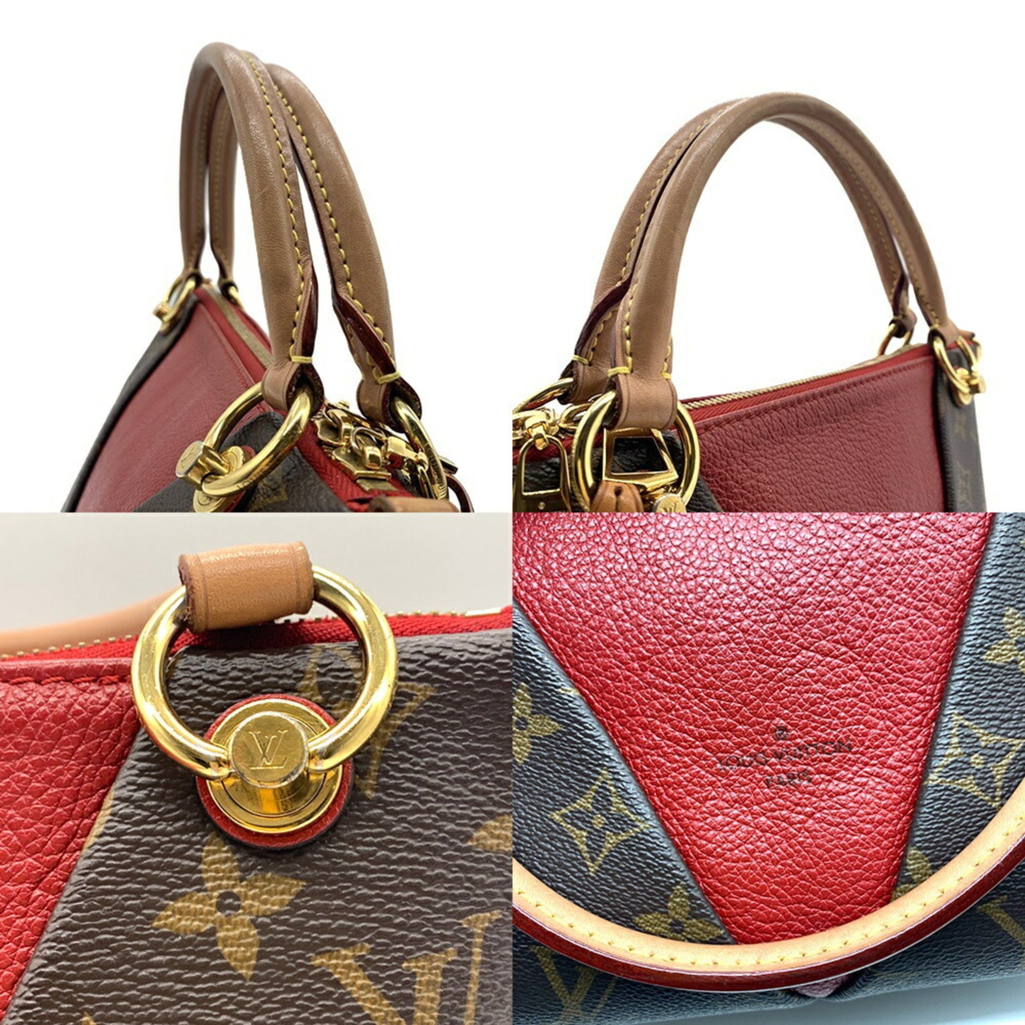 Louis Vuitton Brown Cerise Monogram Red Color Monogram Leather Handbag (Pre-Owned)