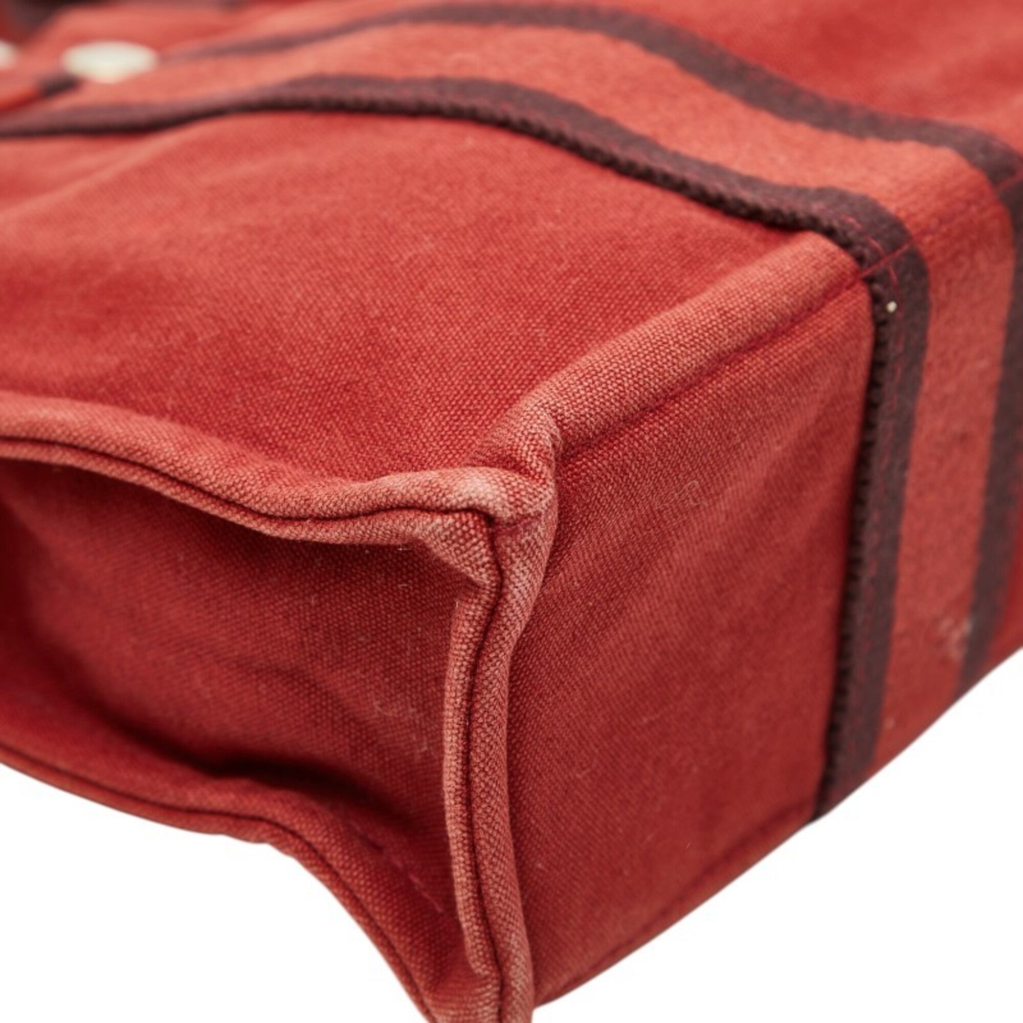 Hermes Red Color Canvas Handbag Tote Bag (Pre-Owned)
