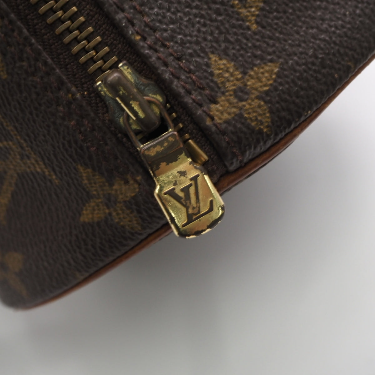 Louis Vuitton Beige Brown Coated Canvas Leather Handbag (Pre-Owned)