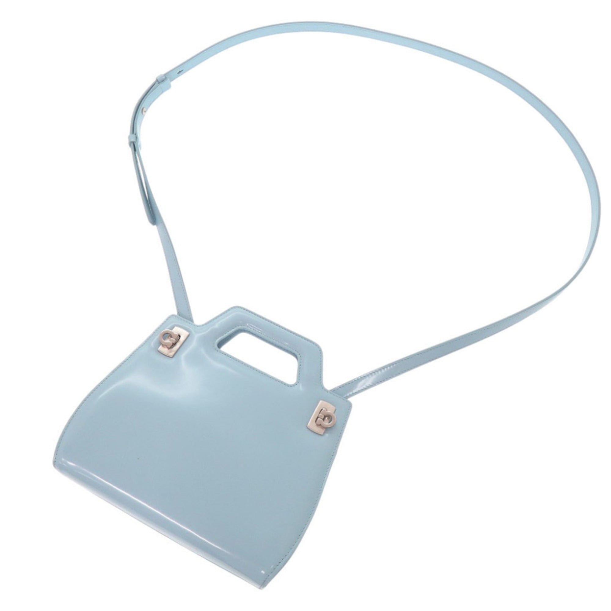 Salvatore Ferragamo Light Blue Patent Leather Handbag Shoulder Bag (Pre-Owned)