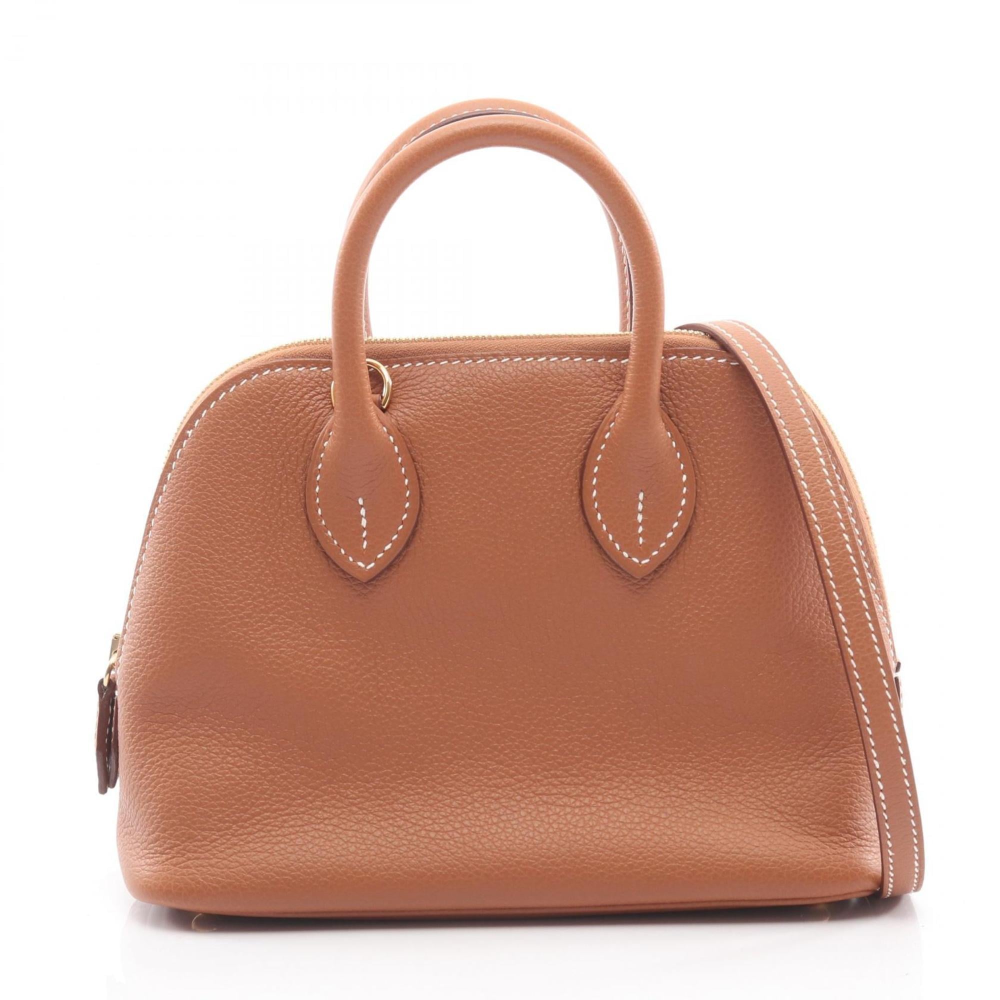 Hermes Brown Gold Brown Leather Handbag (Pre-Owned)