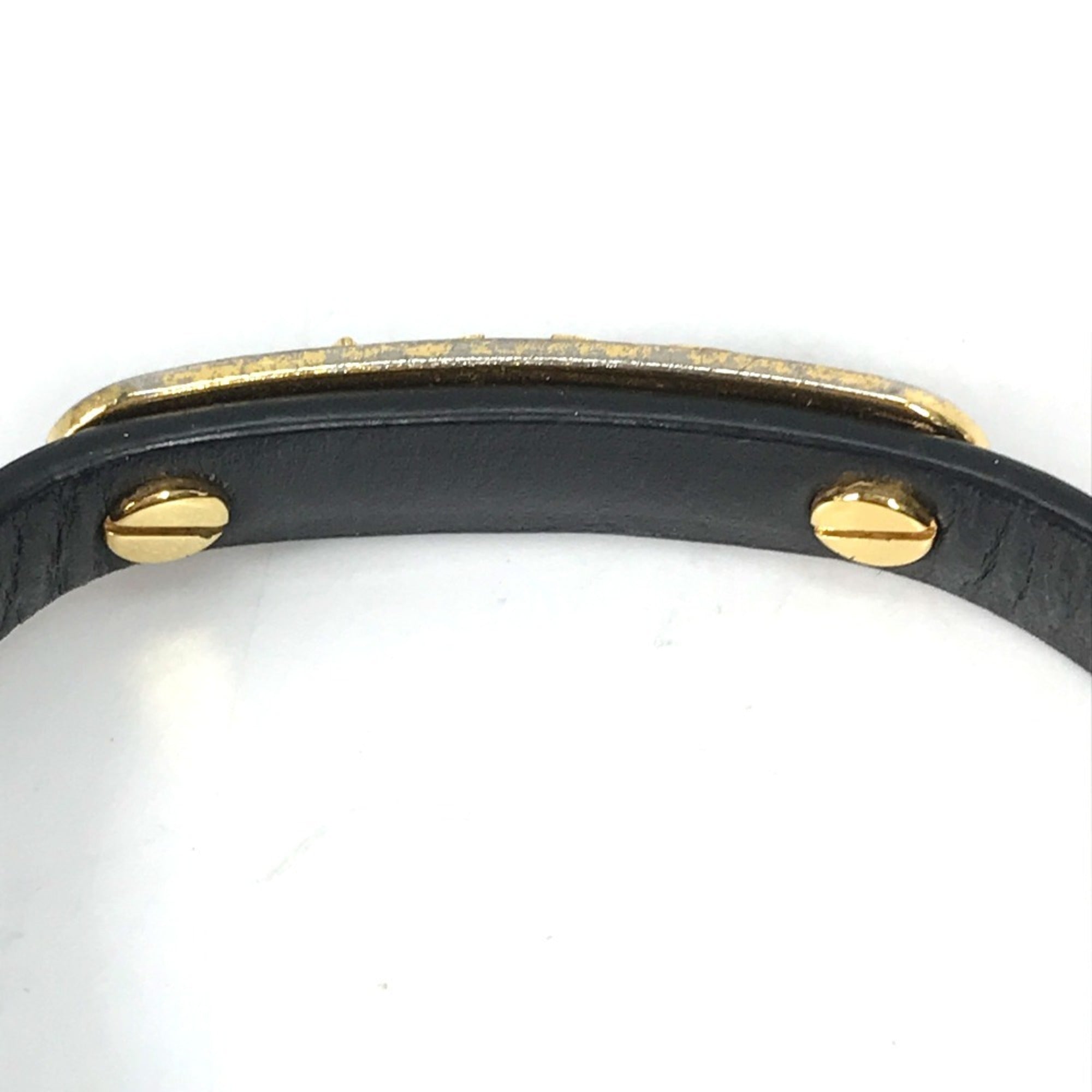 Louis Vuitton Monogram Black Monogram Leather Monogram Bangle (Pre-Owned)
