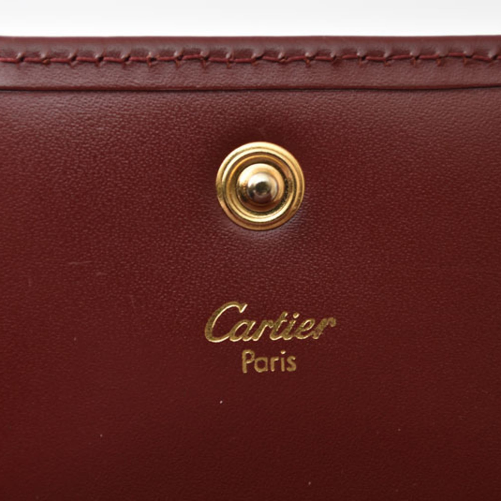 Cartier Bordeaux Leather Coin Purse/Coin Case (Pre-Owned)