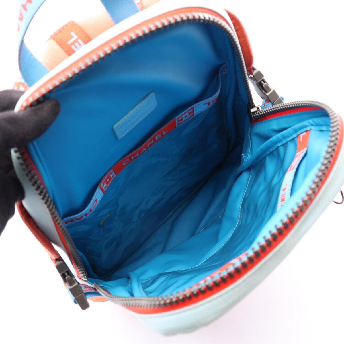 Chanel Blue Orange Red Color Nylon Canvas Backpack (Pre-Owned)