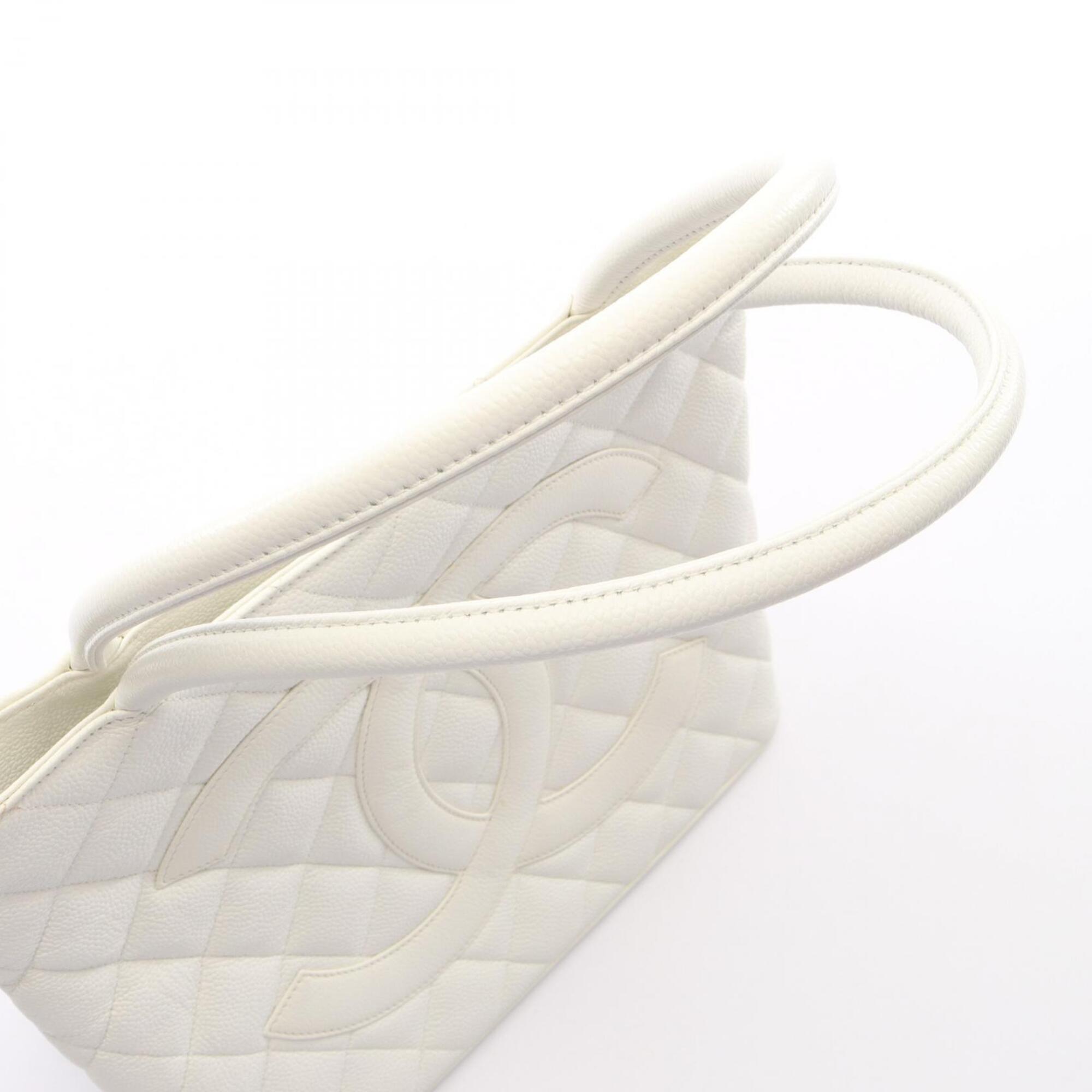 Chanel White Grained Calfskin Handbag Tote Bag (Pre-Owned)