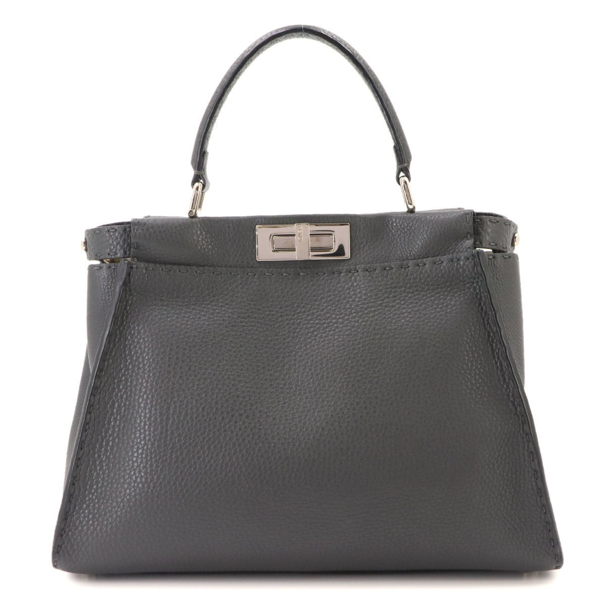 Fendi Gray Leather Handbag (Pre-Owned)