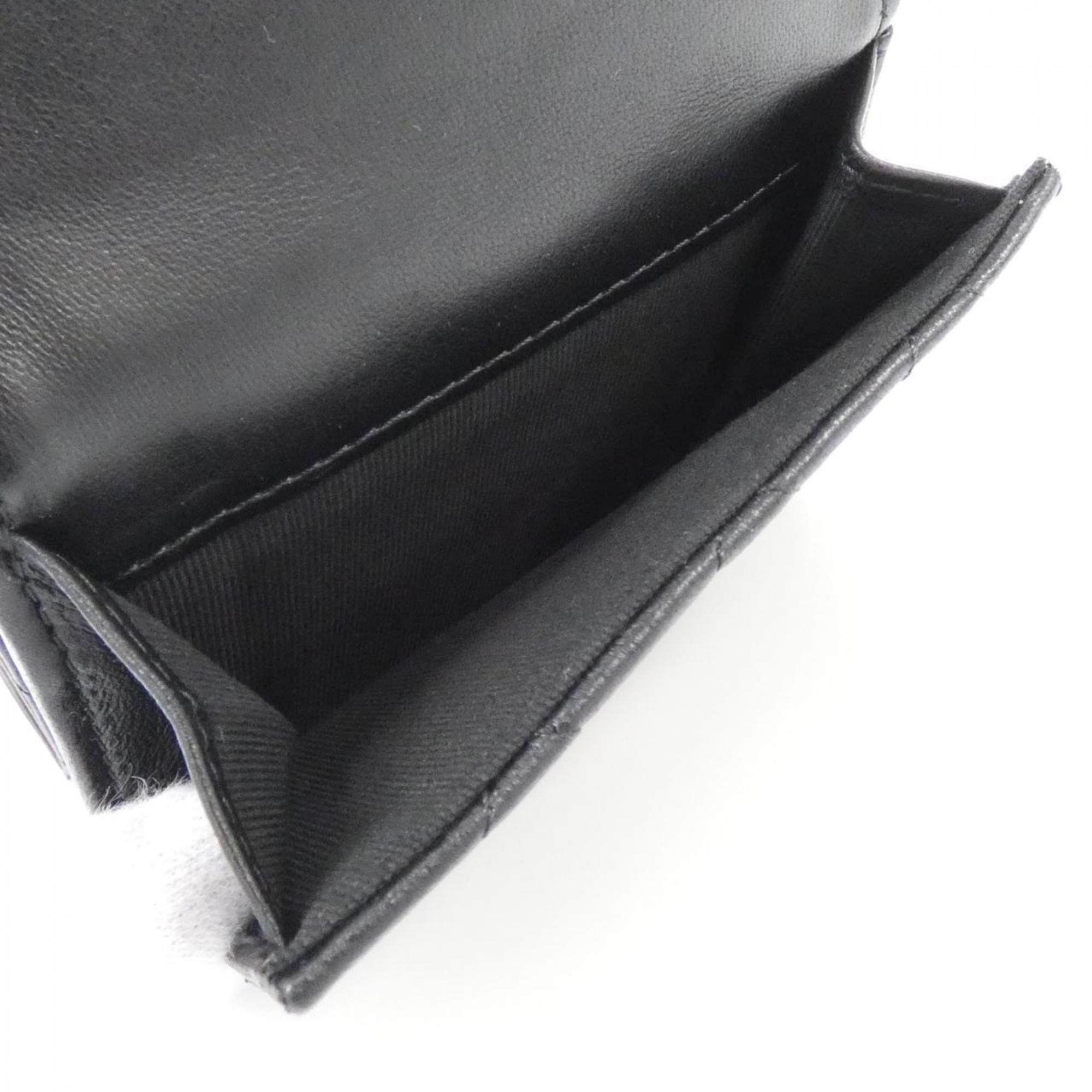 Chanel Black Bordeaux Leather Wallet (Bi-Fold) (Pre-Owned)