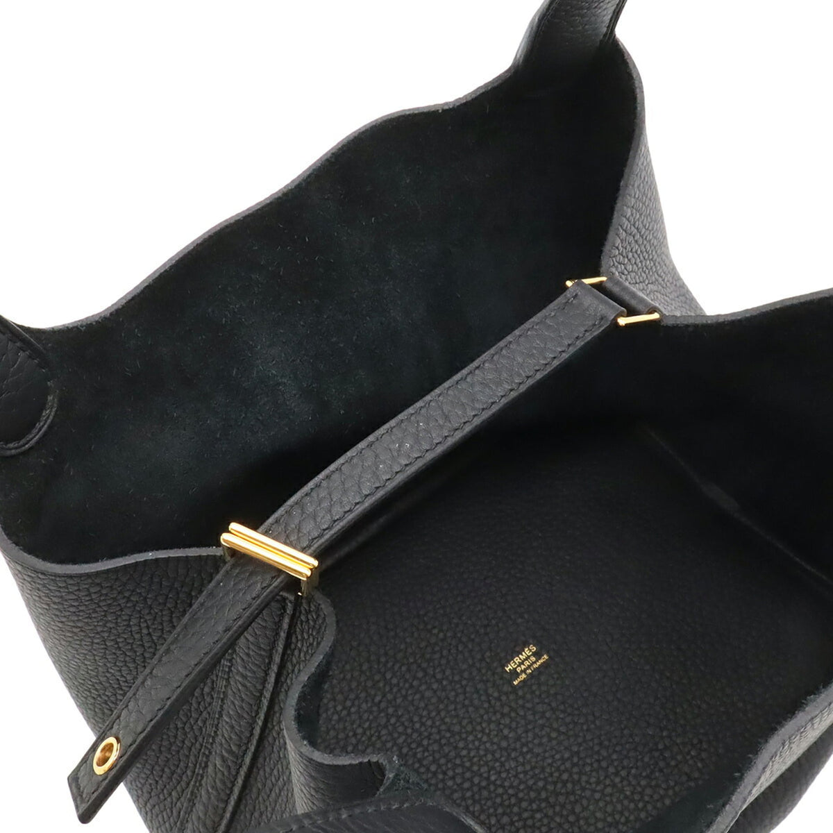 Hermes Black Taurillon Clemence Leather Handbag Tote Bag (Pre-Owned)