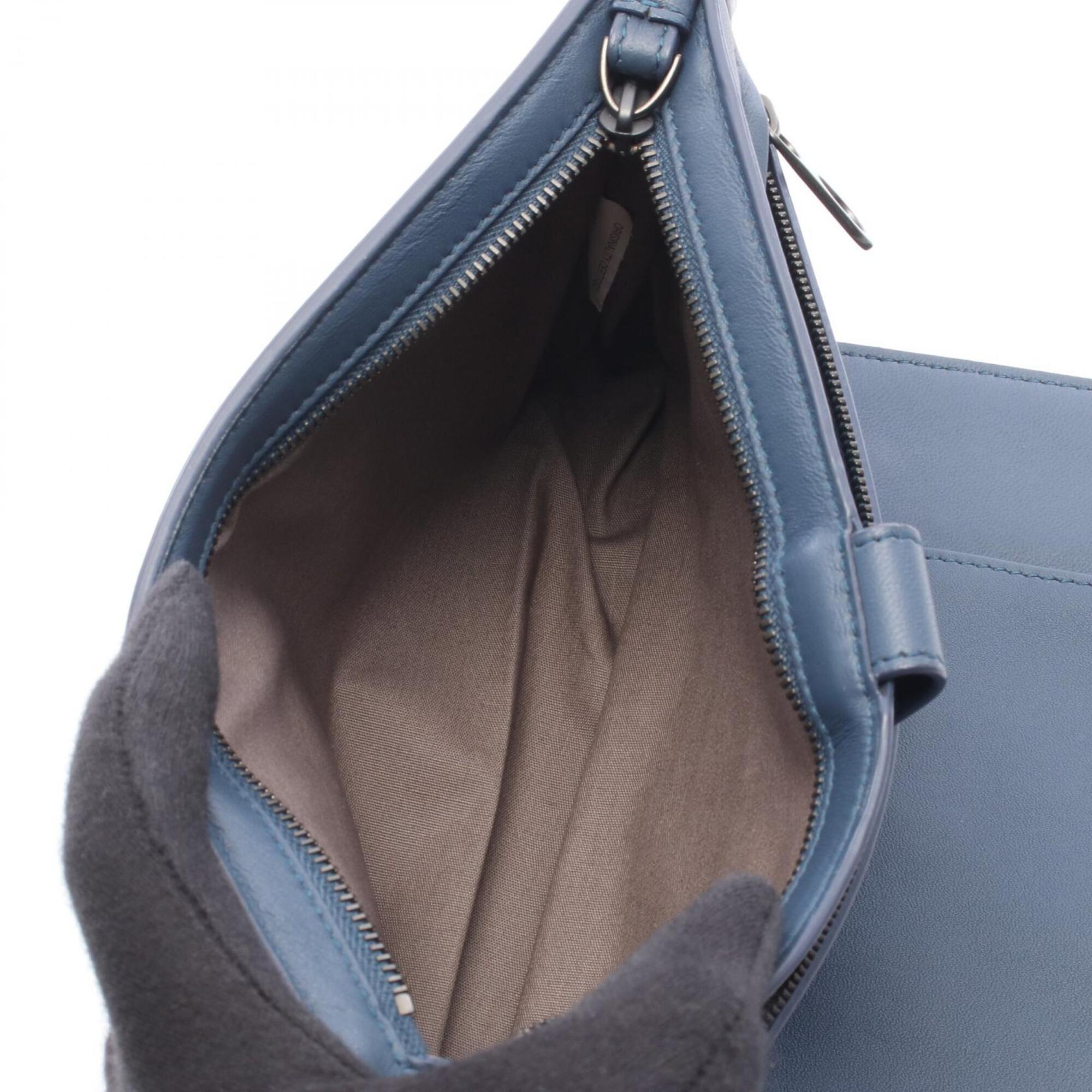 Bottega Veneta Black Blue Leather Clutch Bag (Pre-Owned)