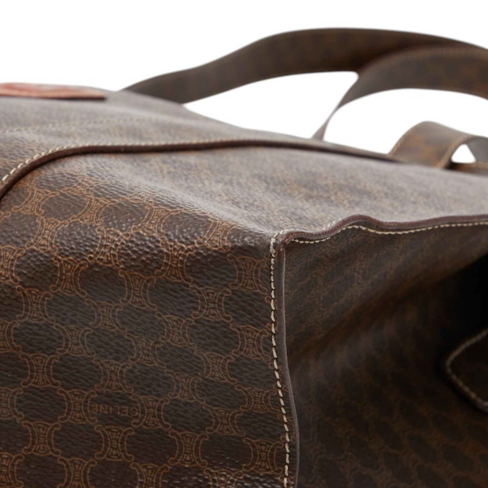 Celine Macadam Brown Pvc Leather Handbag Tote Bag (Pre-Owned)