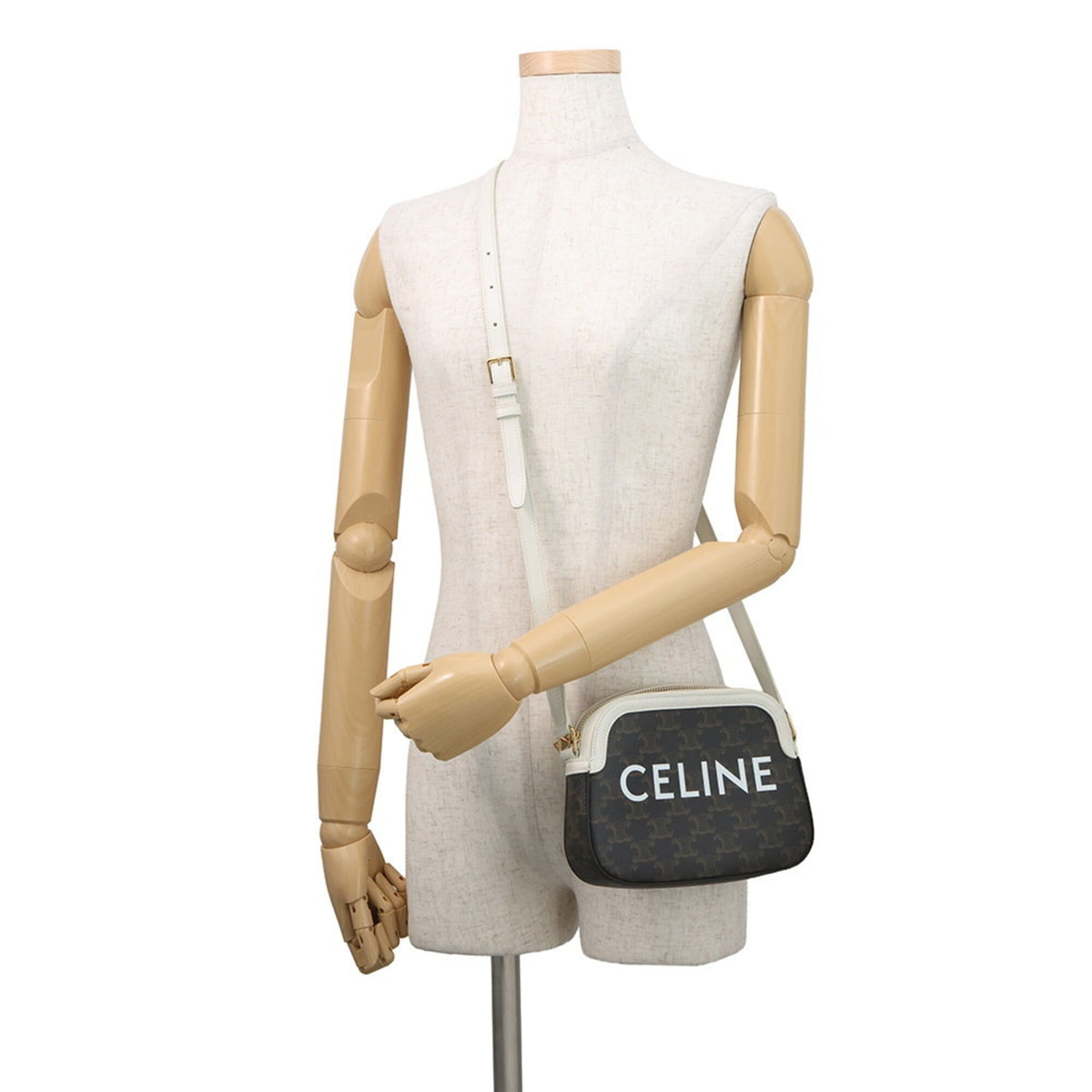 Celine Brown White Pvc Leather Handbag Shoulder Bag (Pre-Owned)