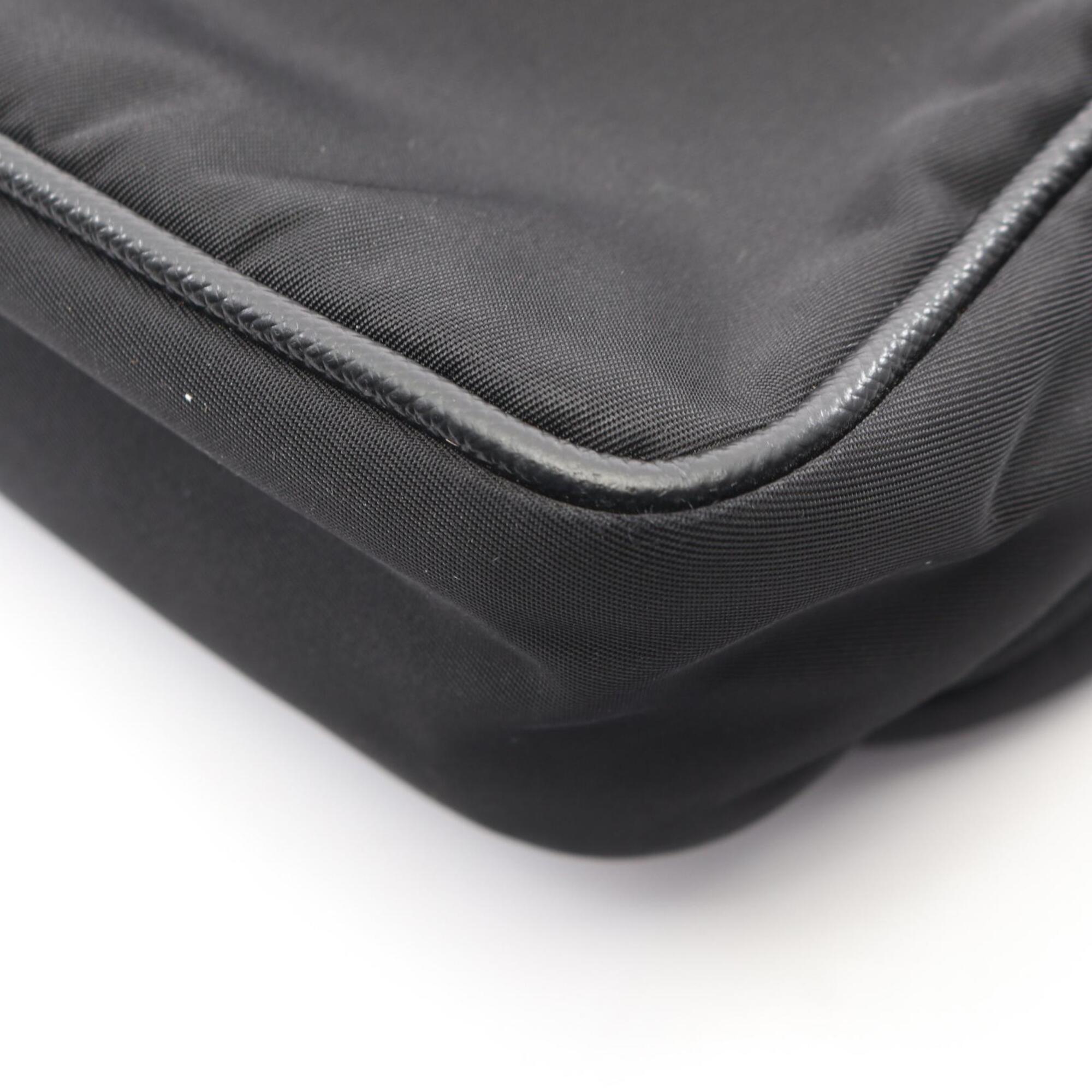 Prada Black Nylon Leather Handbag Pouch Shoulder Bag (Pre-Owned)