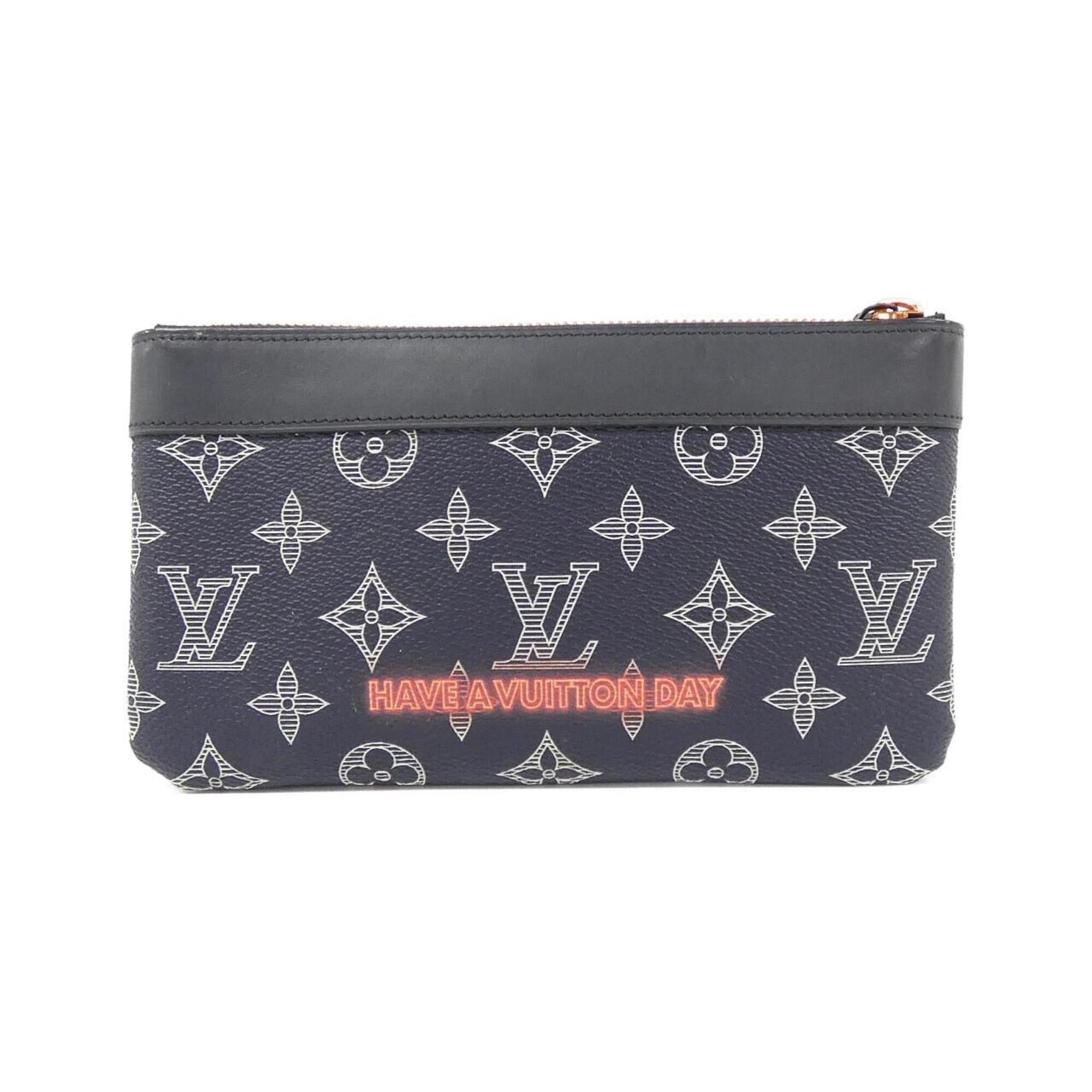 Louis Vuitton Blue Corail Coated Canvas Handbag Pochette (Pre-Owned)