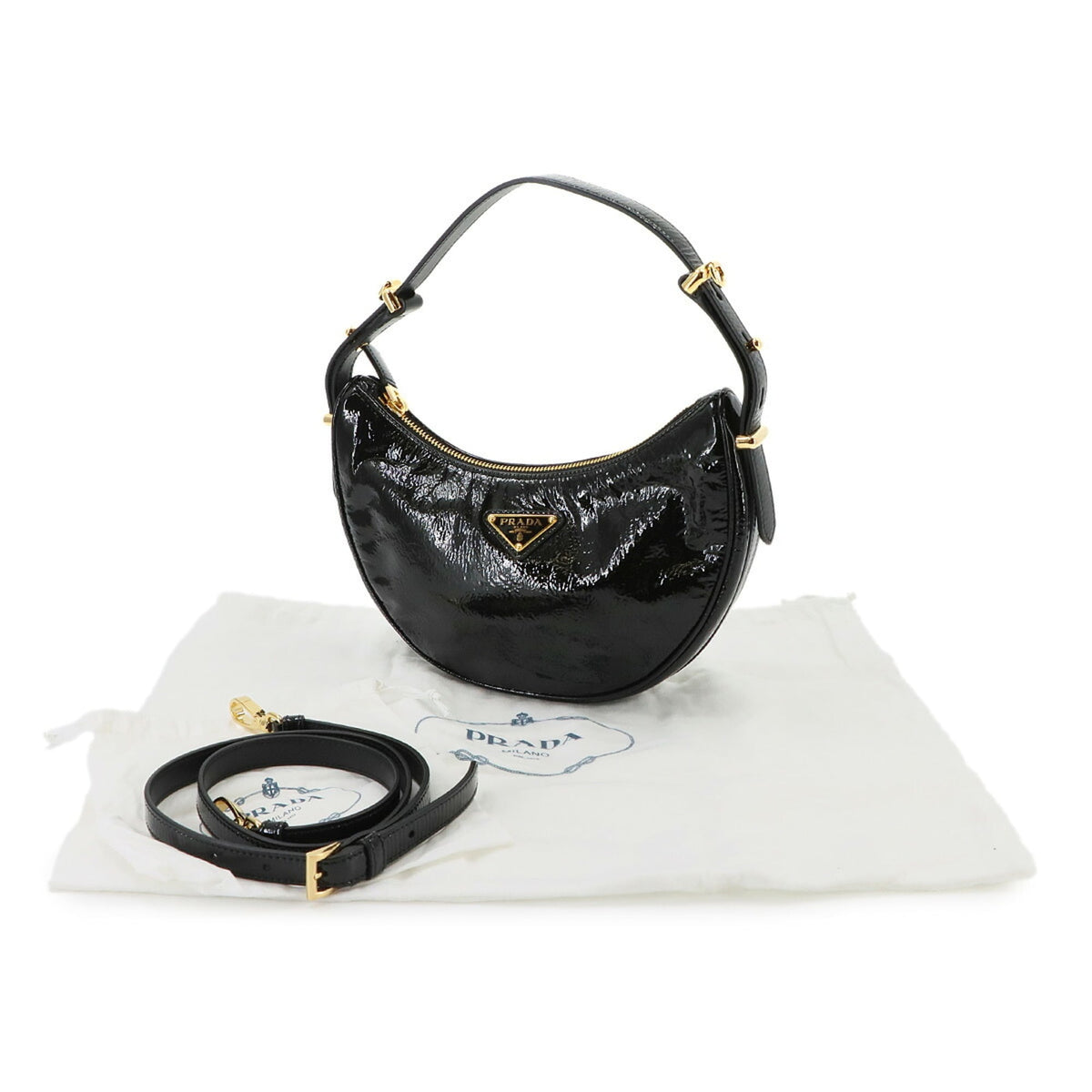 Prada Black Nero Patent Leather Handbag Shoulder Bag (Pre-Owned)