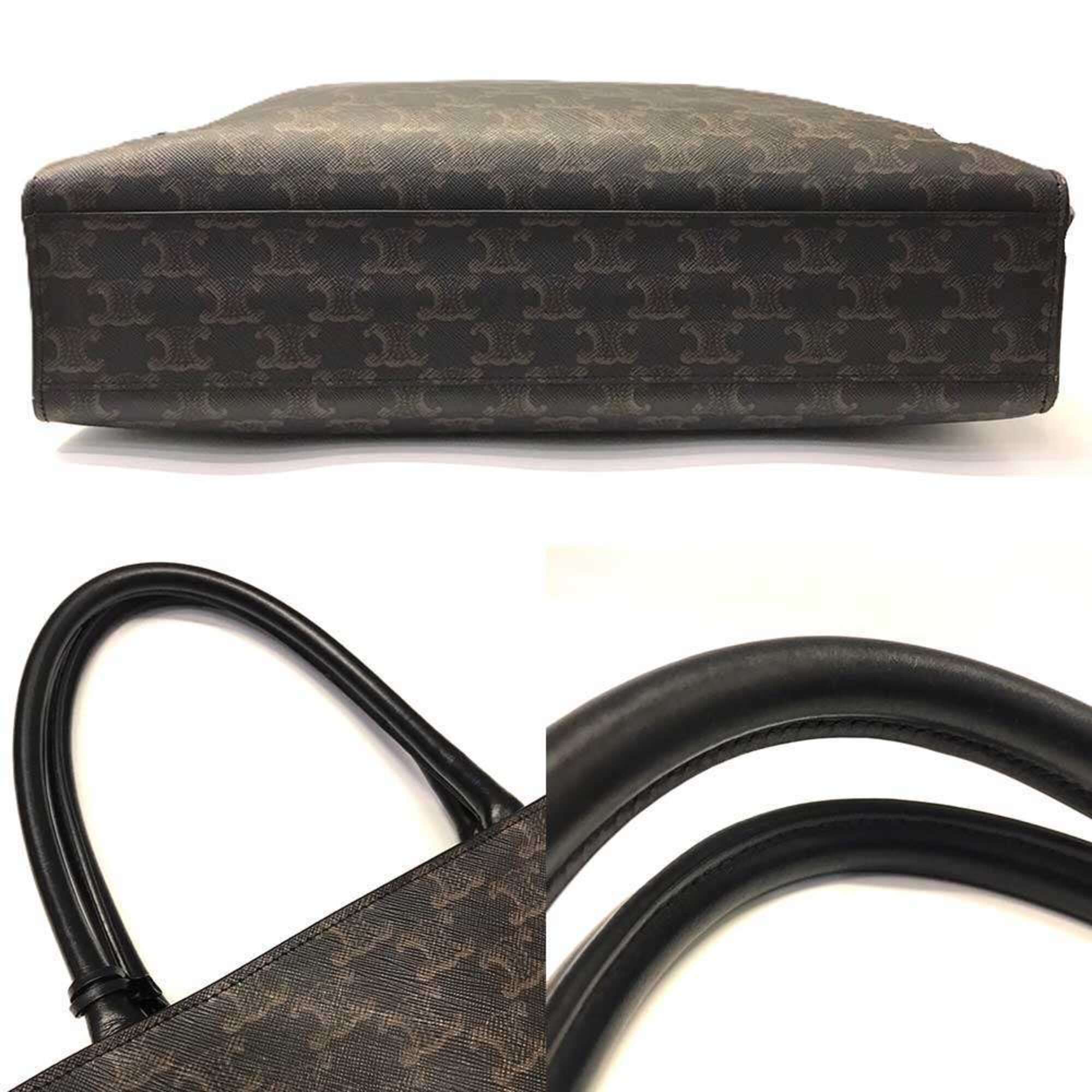 Celine Black Brown Coated Canvas Leather Tote Bag (Pre-Owned)