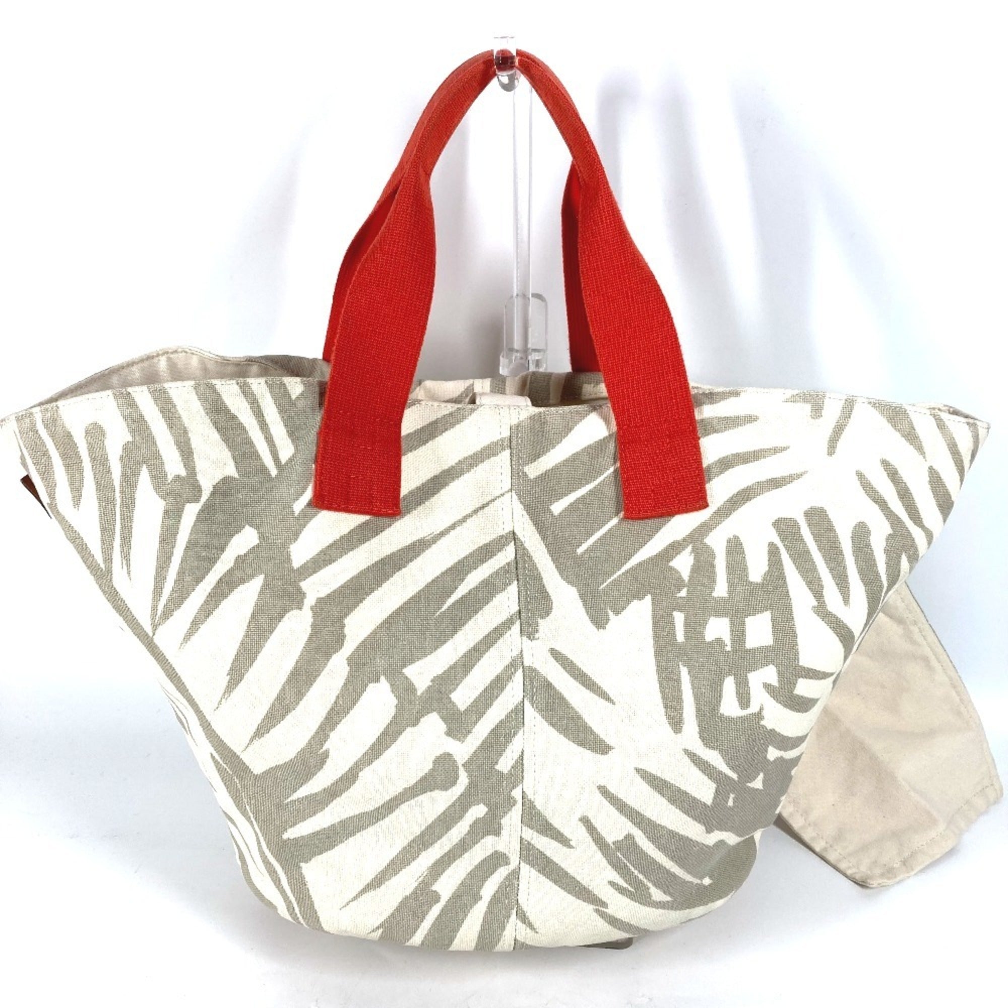 Hermes Beige Orange Canvas Shoulder Bag Tote Bag (Pre-Owned)
