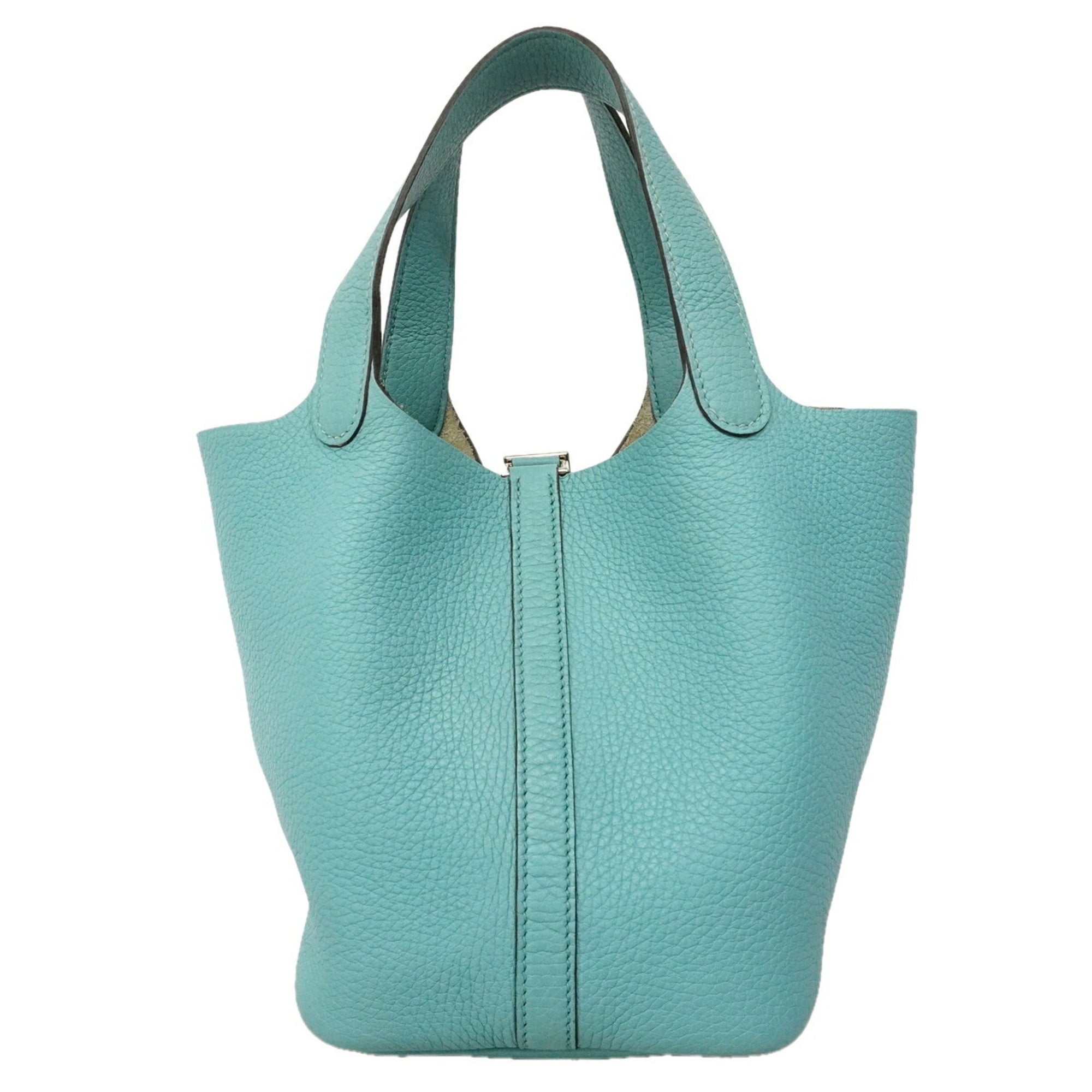 Hermes Blue Atoll Taurillon Clemence Leather Handbag (Pre-Owned)