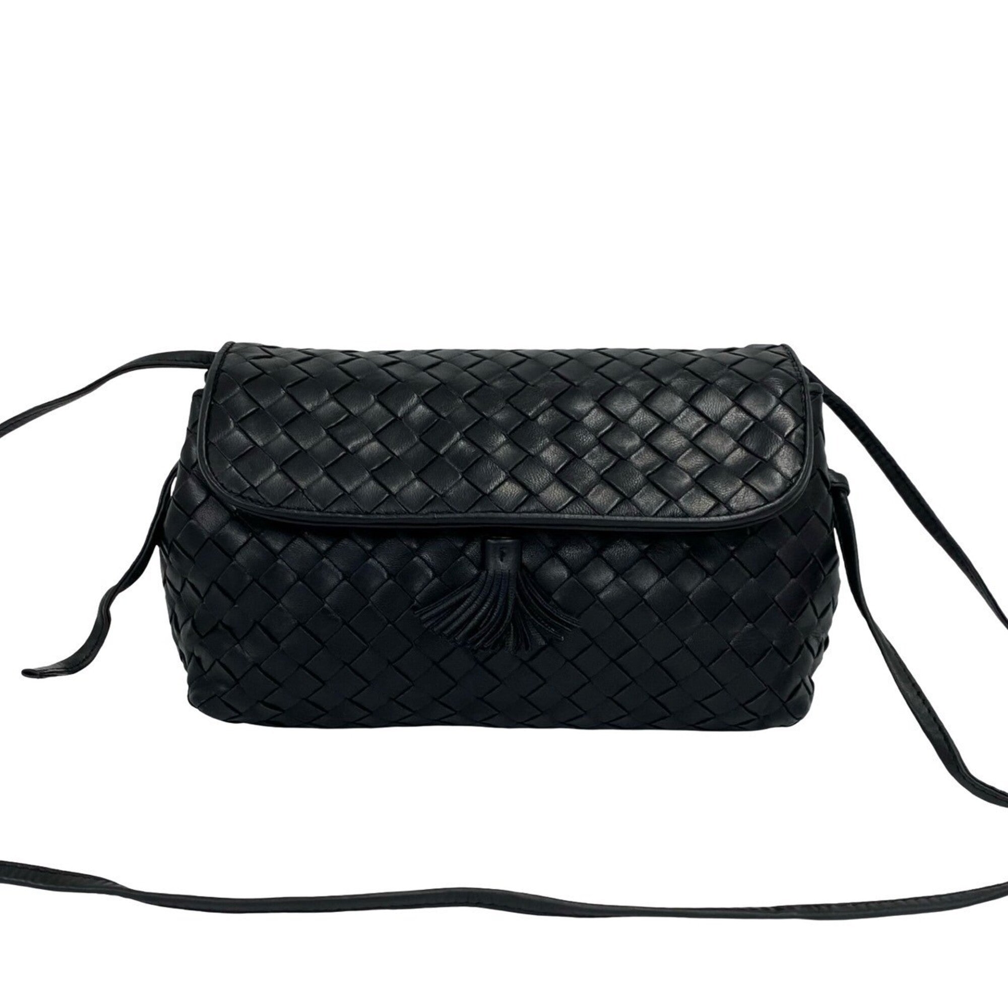 Bottega Veneta Black Leather Pochette Shoulder Bag (Pre-Owned)