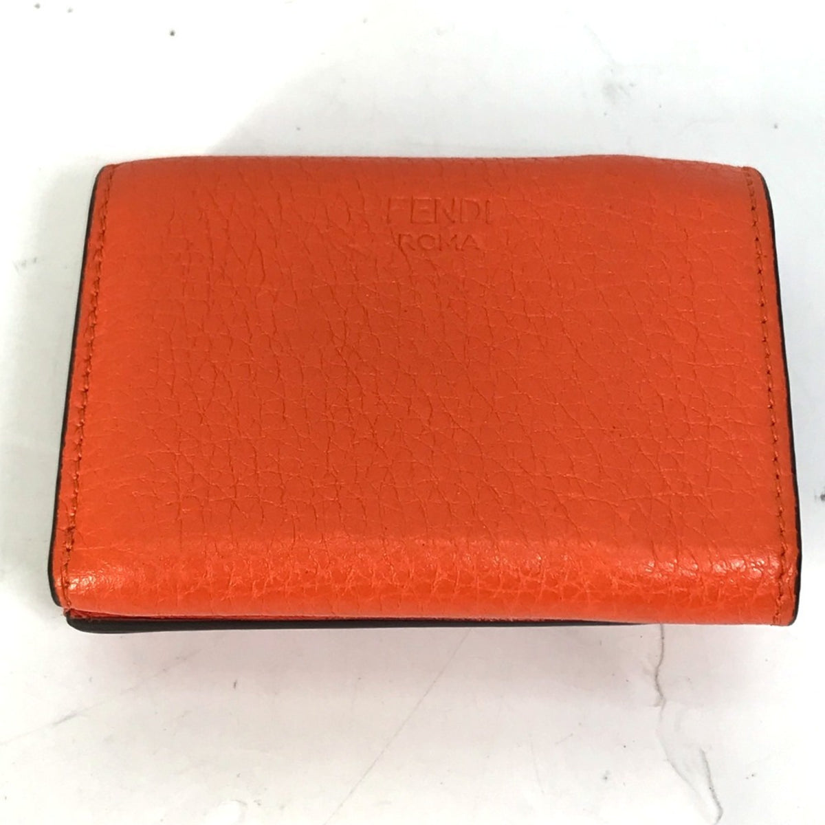 Fendi Orange Leather Wallet (Tri-Fold) (Pre-Owned)