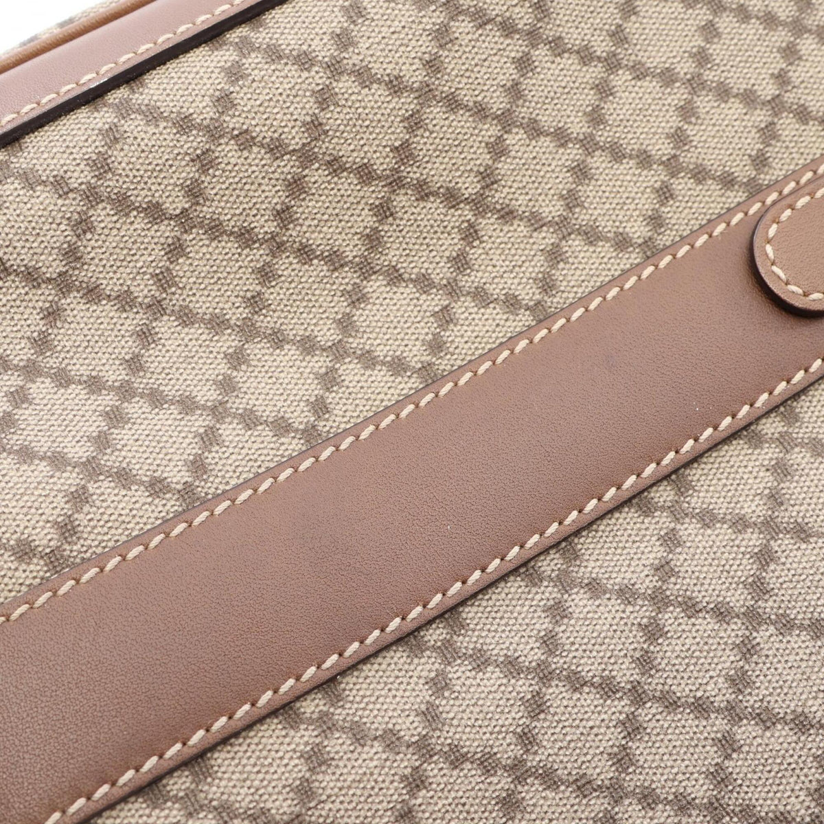 Gucci Beige Brown Coated Canvas Leather Briefcase Handbag (Pre-Owned)