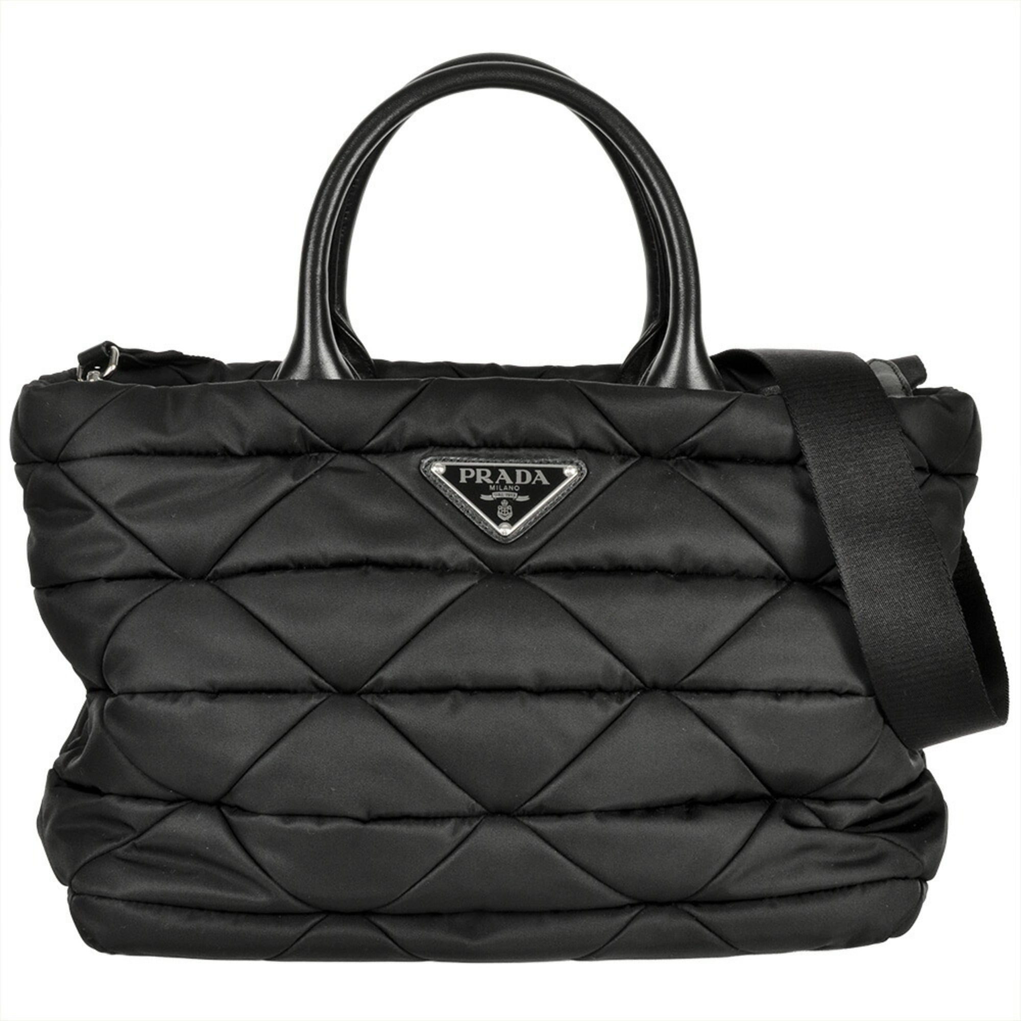 Prada Black Nylon Nappa Leather Leather Tote Bag (Pre-Owned)