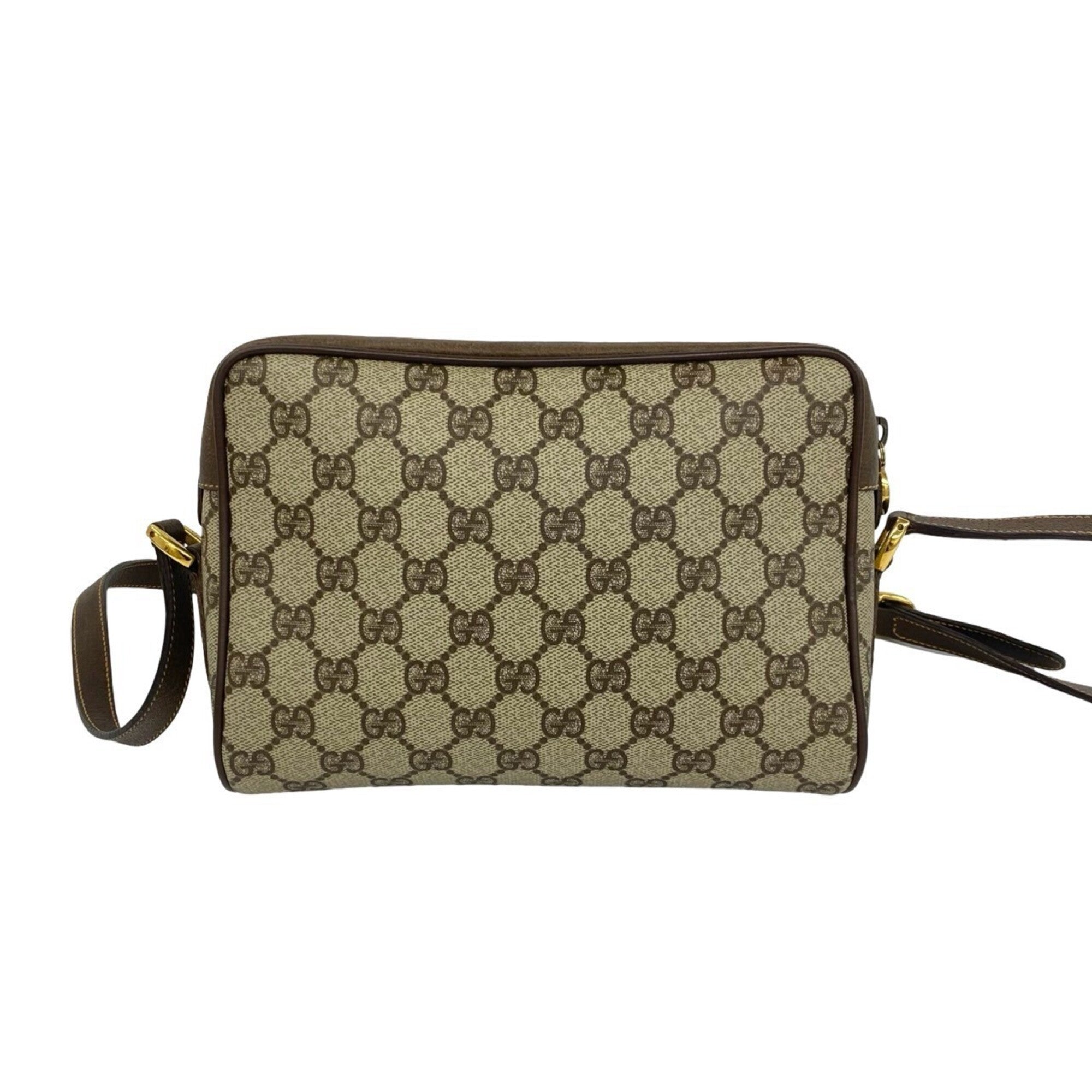 Gucci Brown Green Red Color Leather Pvc Shoulder Bag (Pre-Owned)