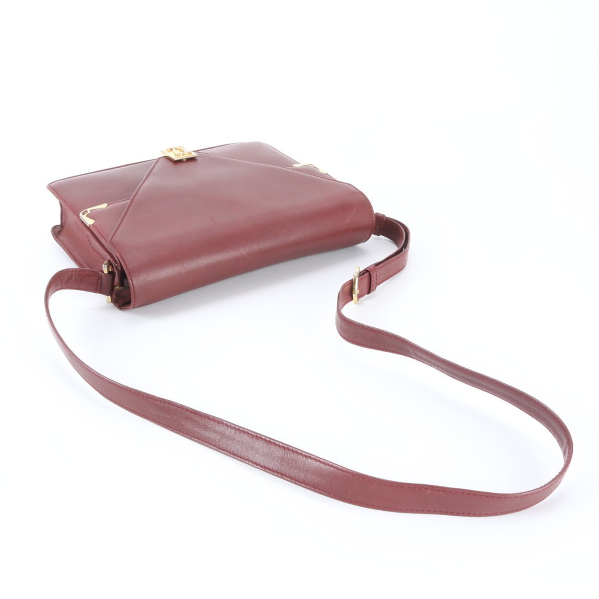 Cartier Wine Red Leather Handbag Shoulder Bag Tote Bag (Pre-Owned)