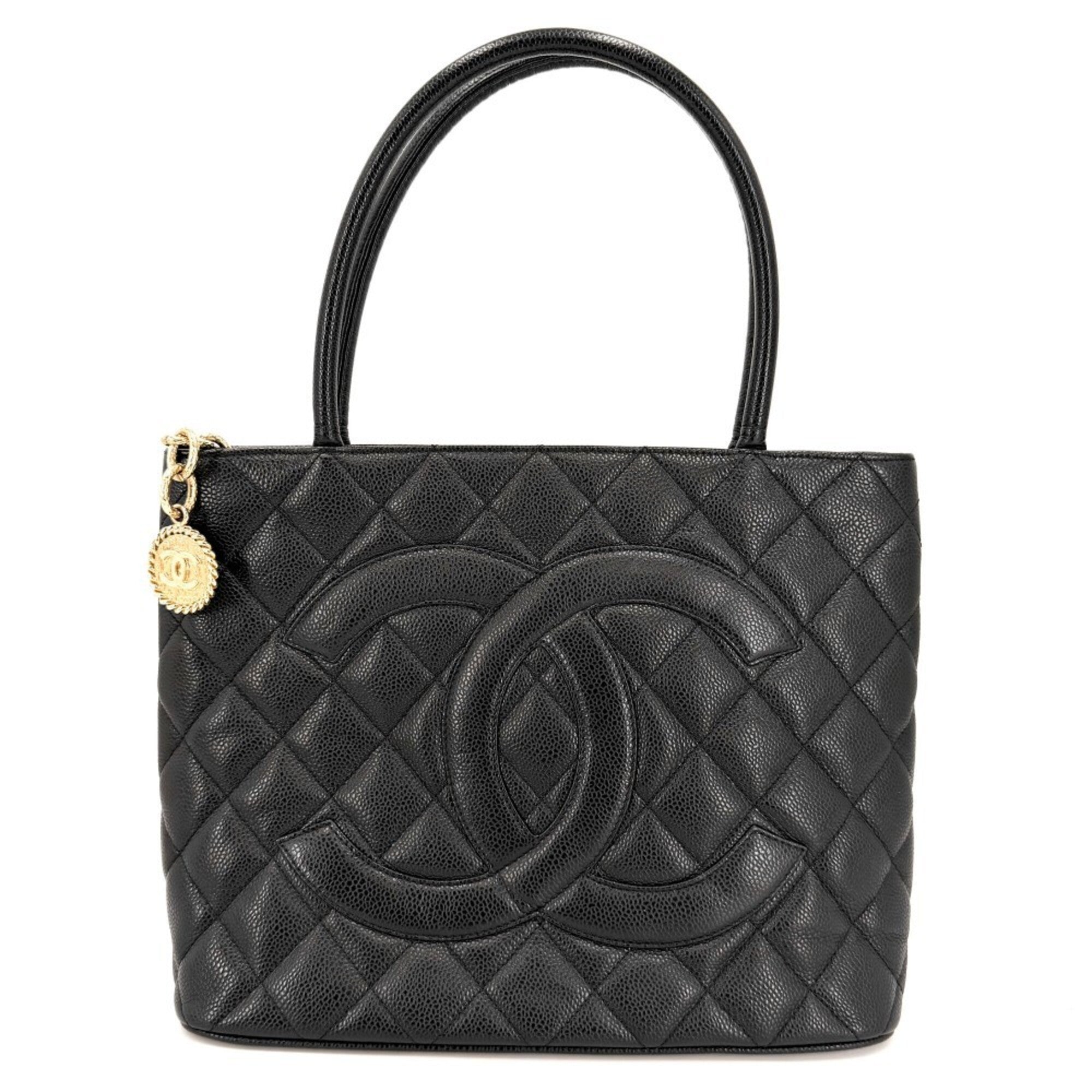 Chanel Matelasse Black Grained Calfskin Handbag Tote Bag (Pre-Owned)