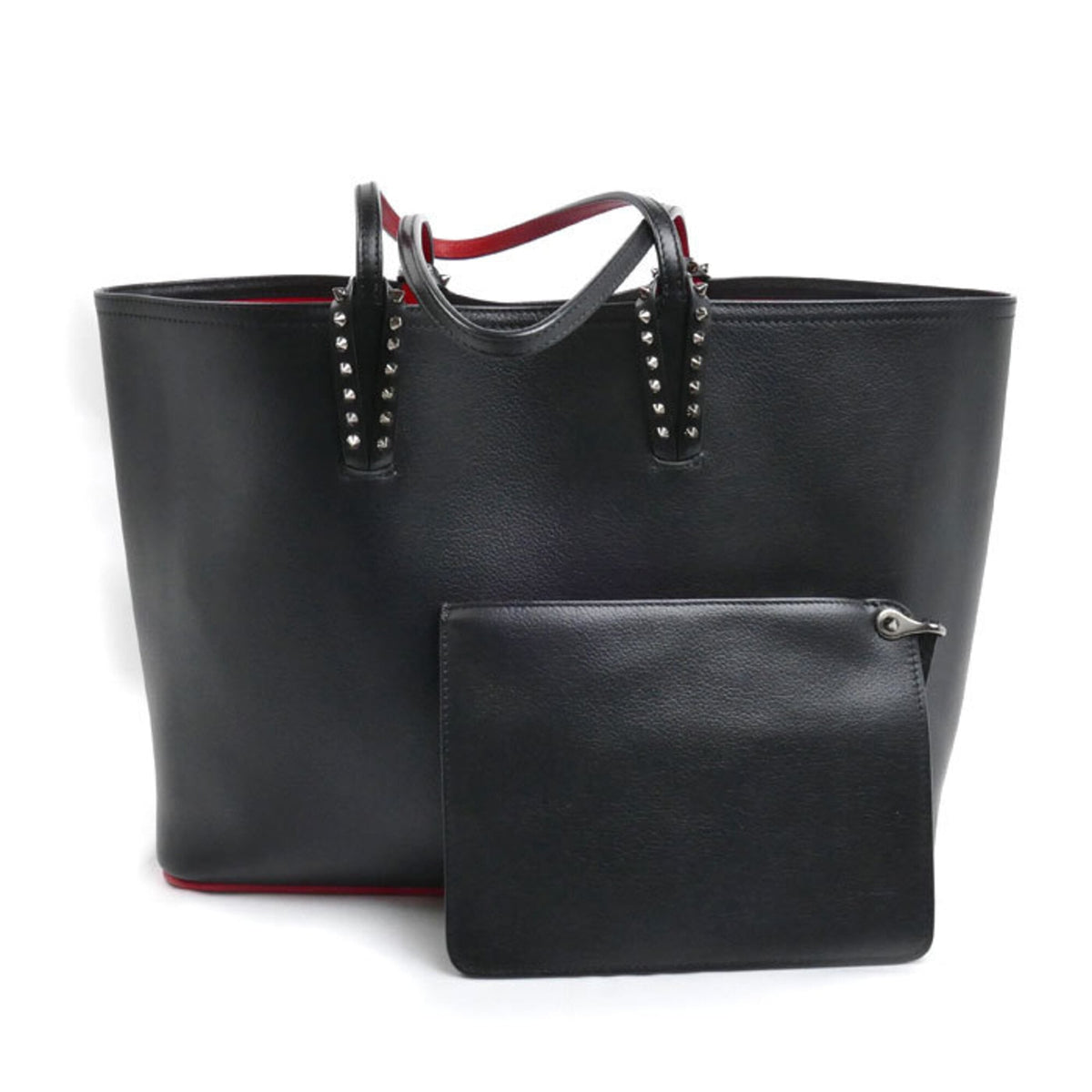 Christian Louboutin Black Red Color Leather Tote Bag (Pre-Owned)