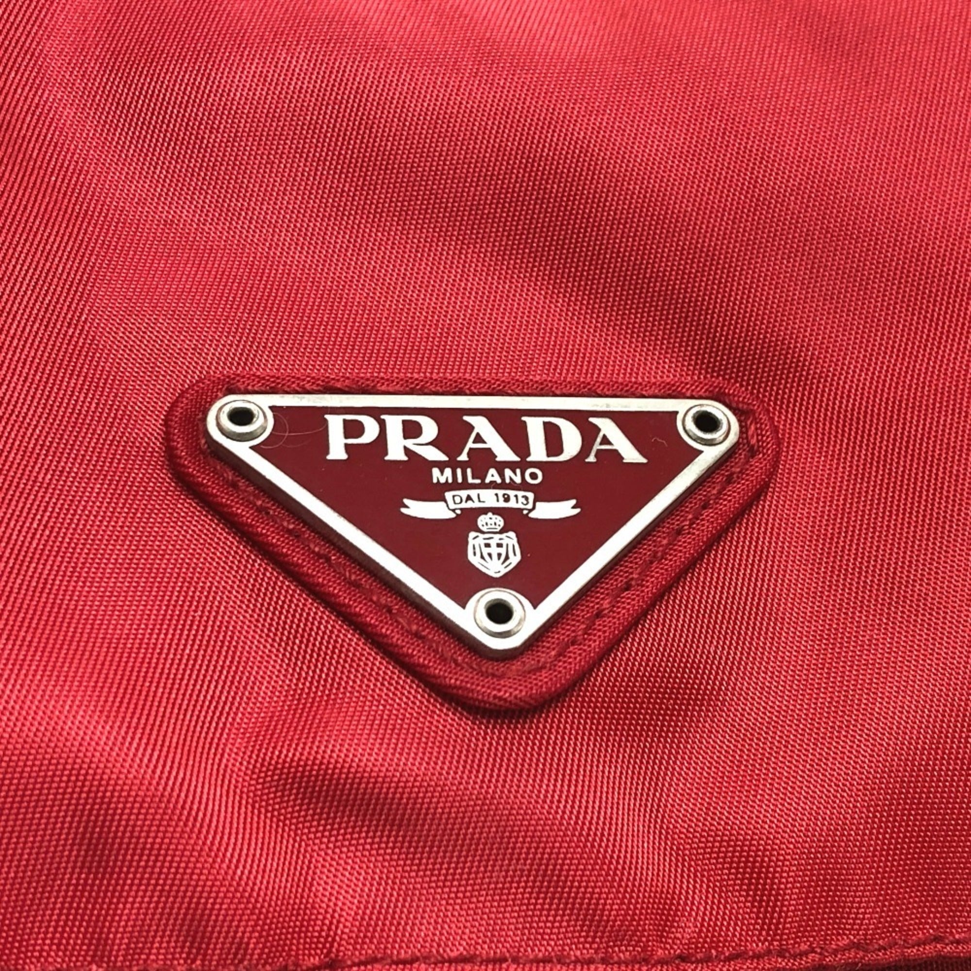Prada Red Color Nylon Backpack (Pre-Owned)