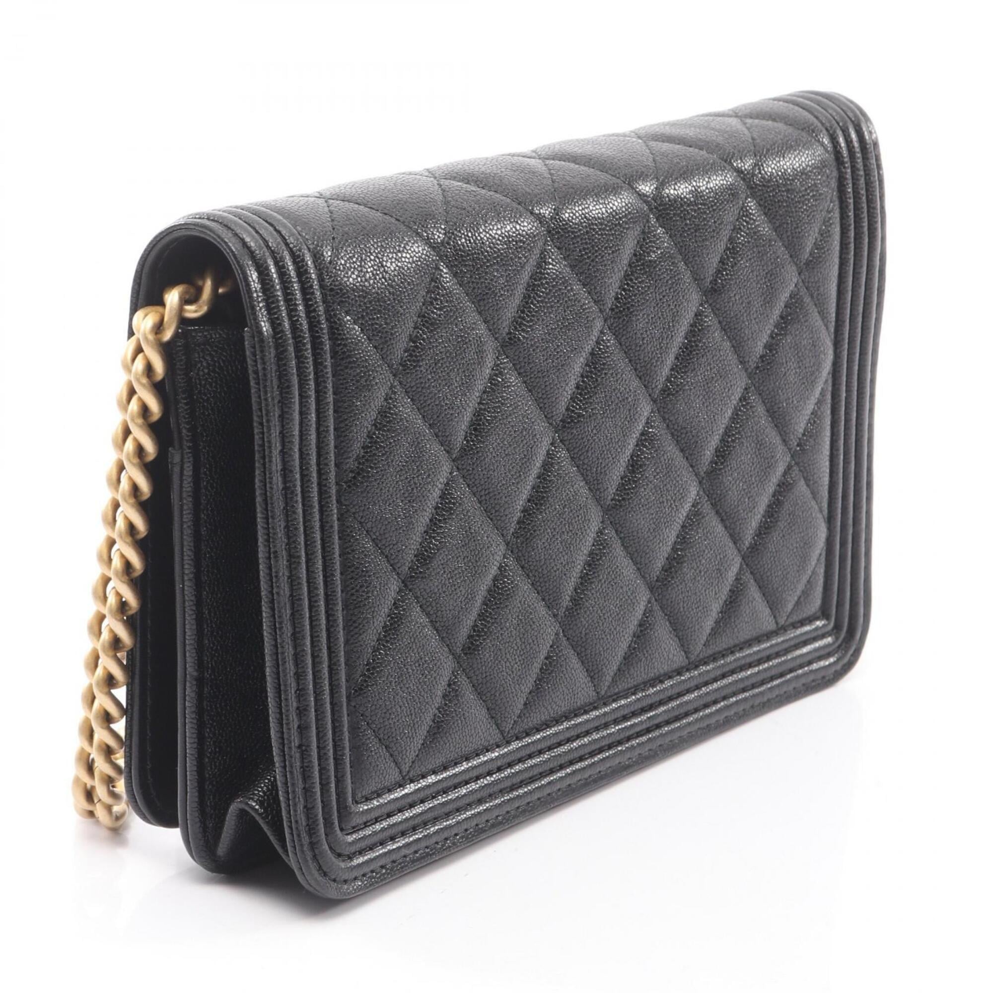 Chanel Black Grained Calfskin Handbag Shoulder Bag (Pre-Owned)