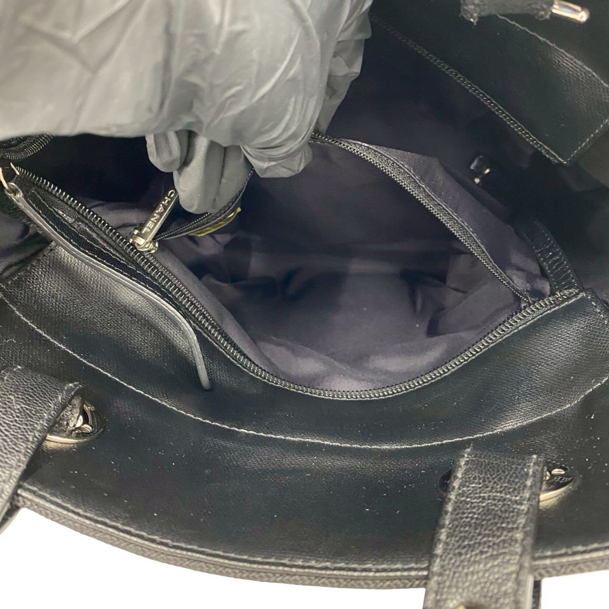 Chanel Black Leather Pvc Handbag Tote Bag (Pre-Owned)