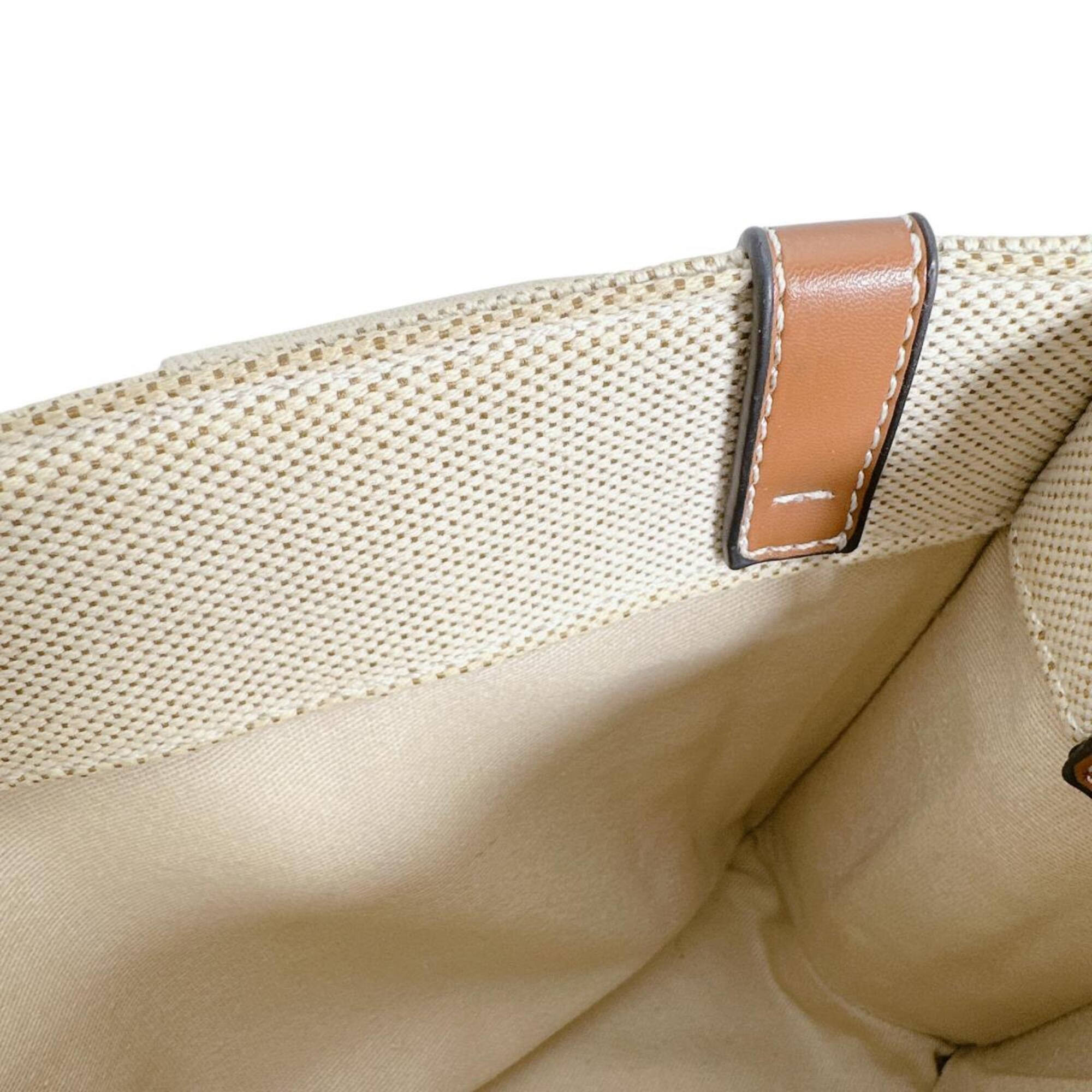 Chloé Beige Canvas Leather Handbag Tote Bag (Pre-Owned)