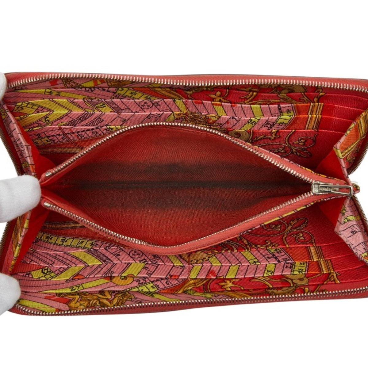Hermes Silk'in Red Color Epsom Leather Long Wallet (Bi-Fold) (Pre-Owned)