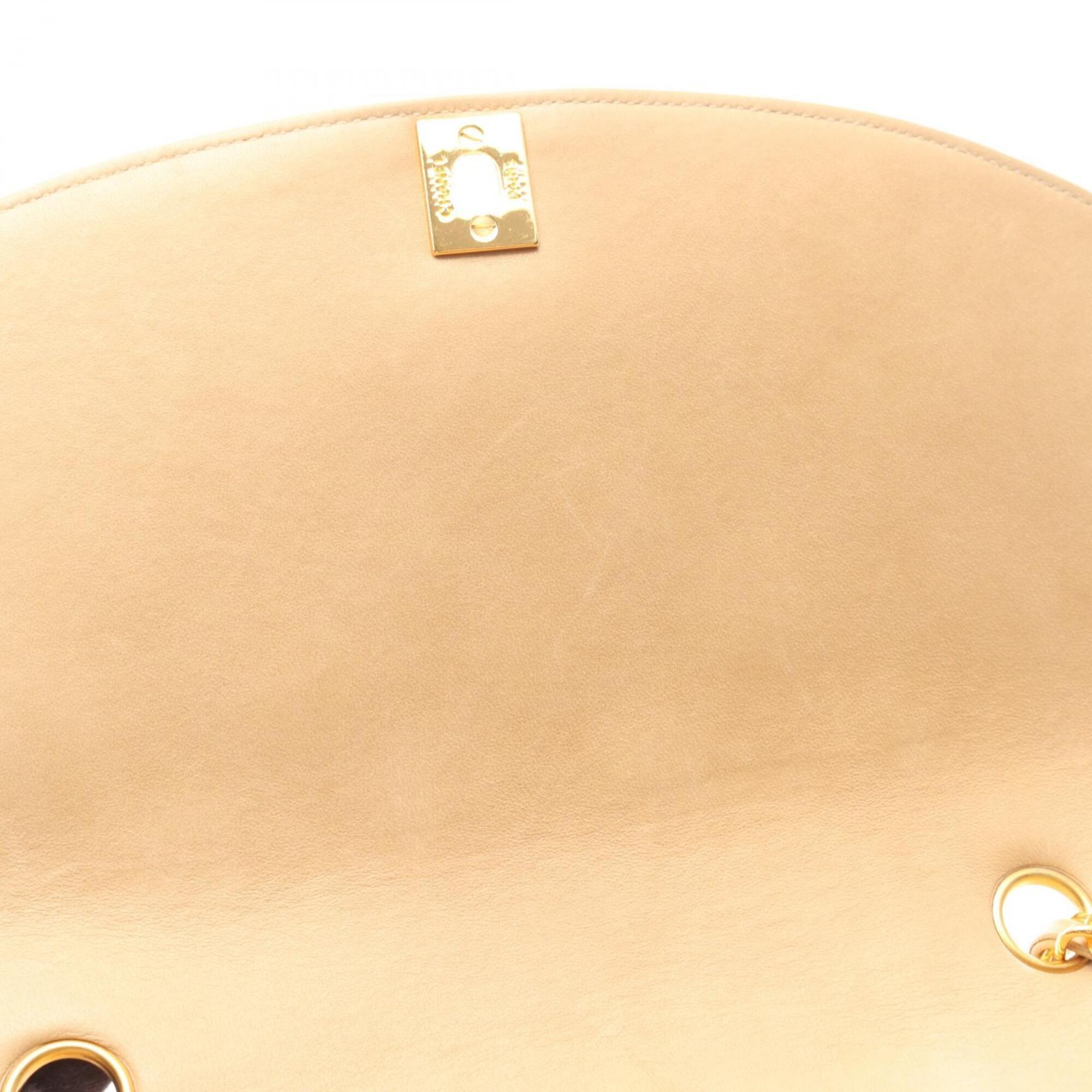 Chanel Beige Leather Handbag Shoulder Bag (Pre-Owned)