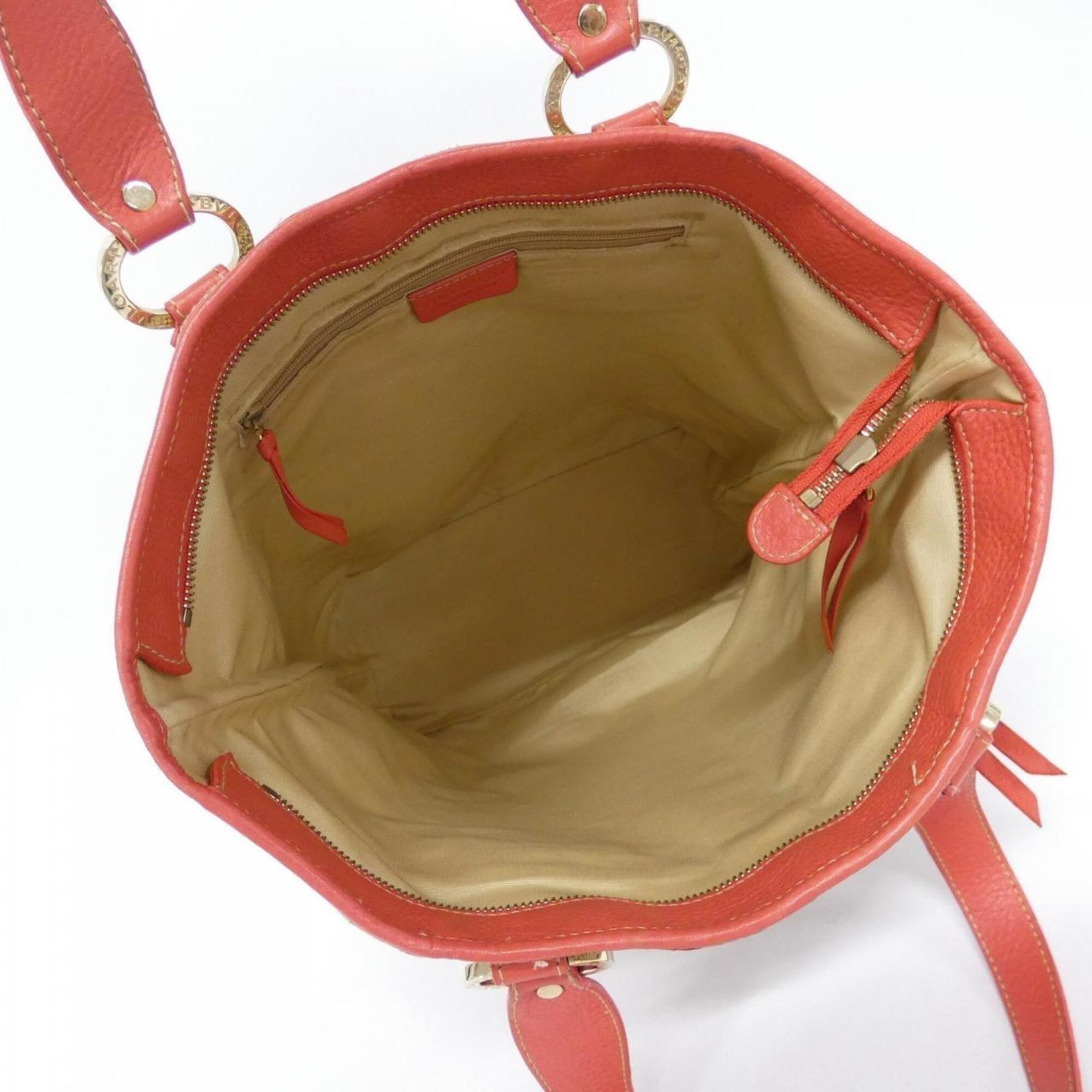 Bvlgari Beige Orange Canvas Handbag (Pre-Owned)