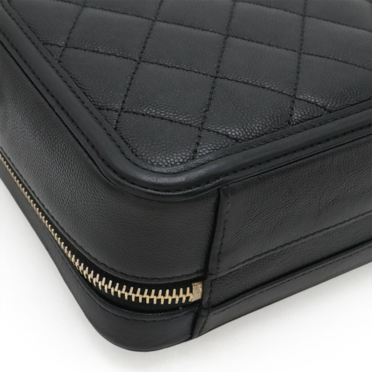 Chanel Black Grained Calfskin Handbag Shoulder Bag Vanity Bag (Pre-Owned)