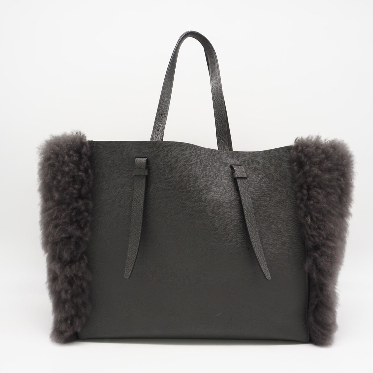 Valextra Gray Leather Polyester Tote Bag (Pre-Owned)