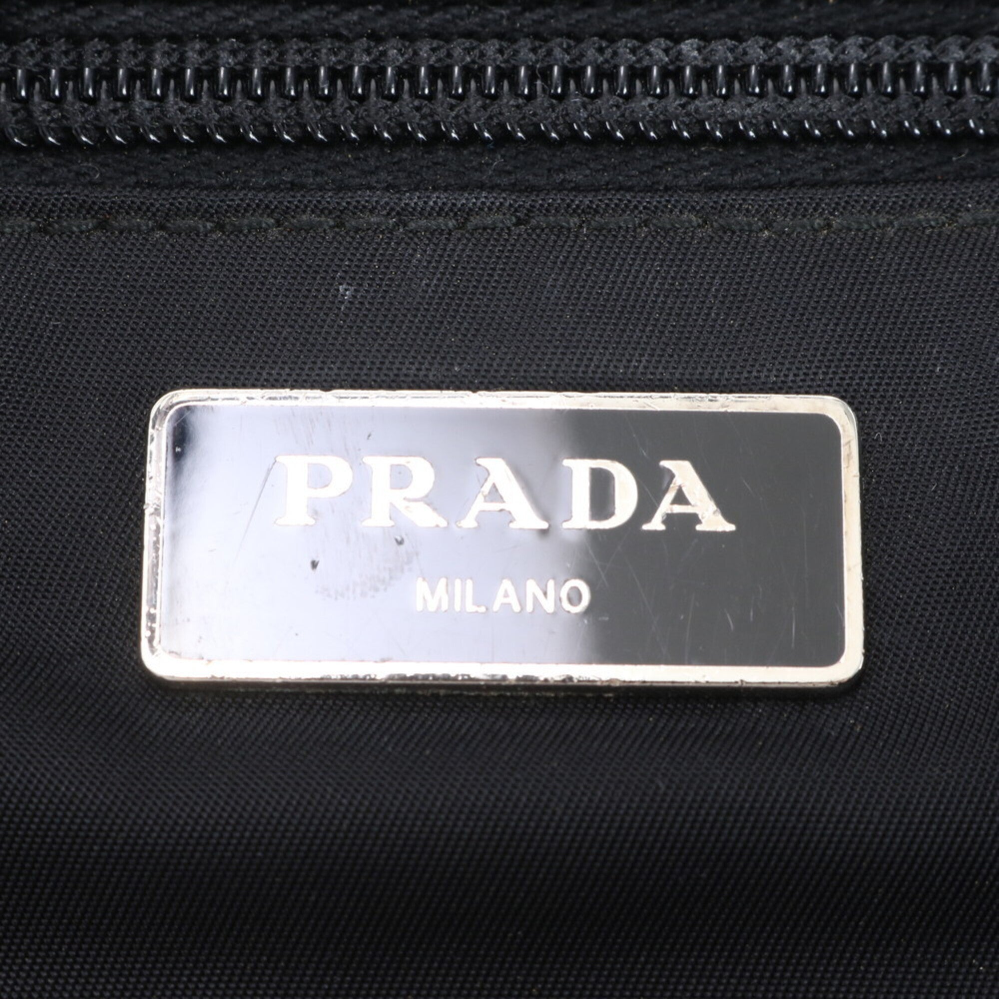 Prada Black Nylon Leather Backpack Handbag (Pre-Owned)