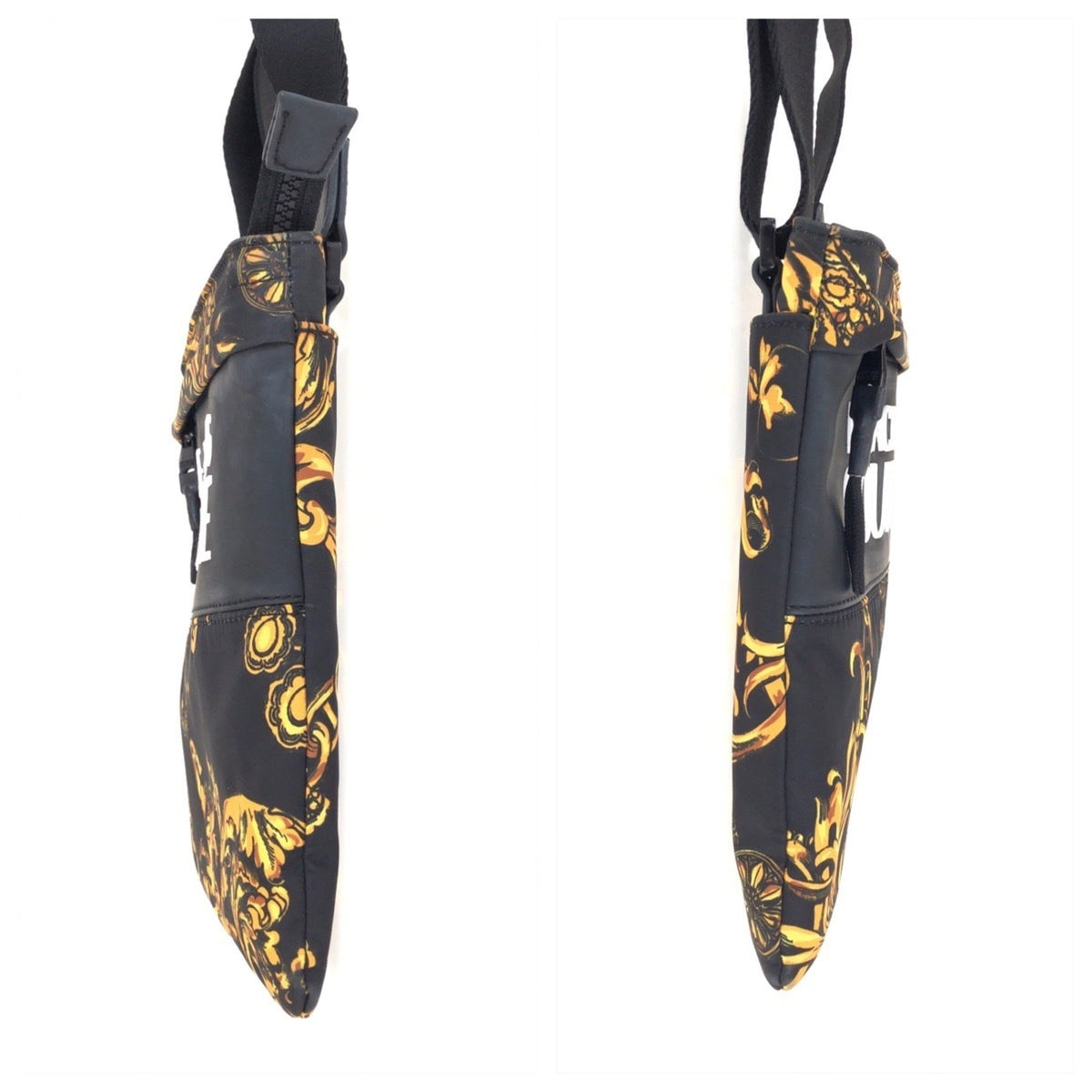 Versace Black Yellow Nylon Shoulder Bag (Pre-Owned)