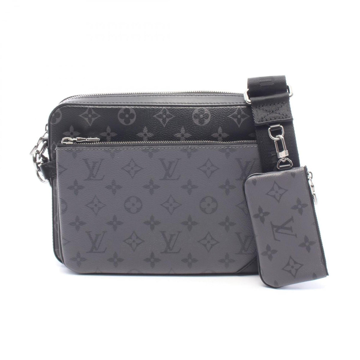 Louis Vuitton Black Gray Coated Canvas Pvc Monogram Eclipse Leather Handbag Shoulder Bag (Pre-Owned)