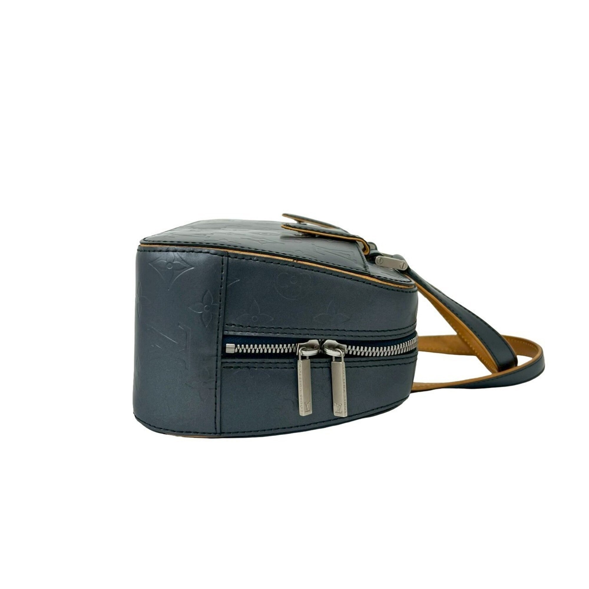 Louis Vuitton Navy Leather Boston Bag Handbag (Pre-Owned)
