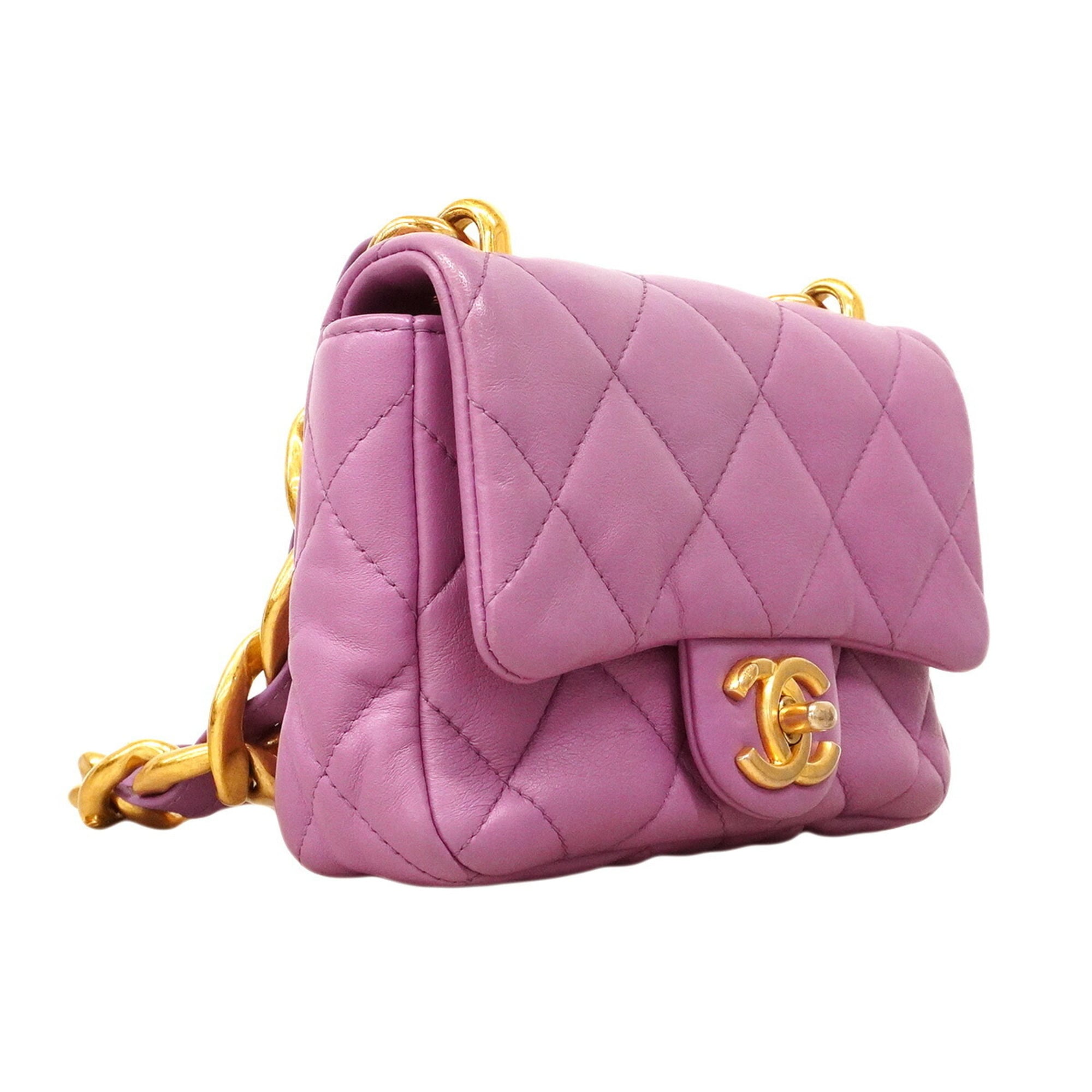 Chanel Purple Leather Shoulder Bag (Pre-Owned)